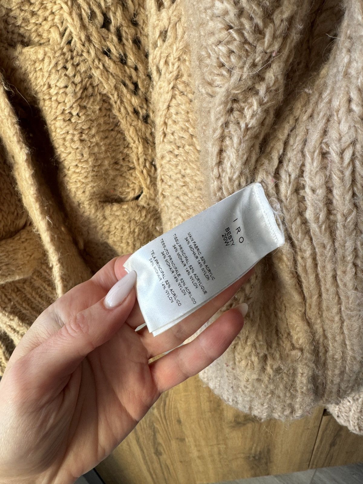 Designer × Iro Iro Besty Cable Knit Cardigan in Beige Size L / US 10 / IT 46 - 8 Thumbnail