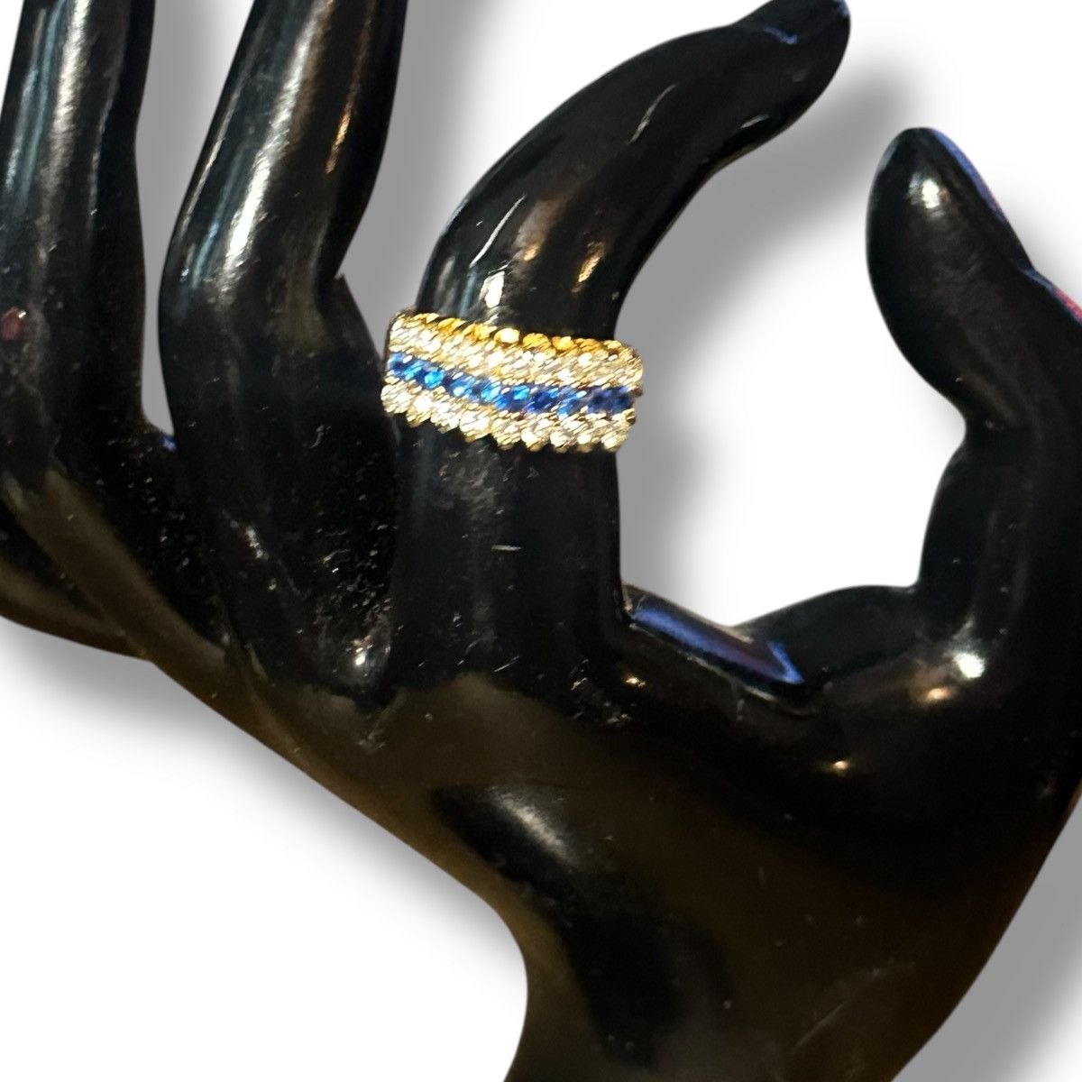 Vintage Vintage LIND 14KHGE blue sapphire and CZ rooftop ring Size ONE SIZE - 2 Thumbnail