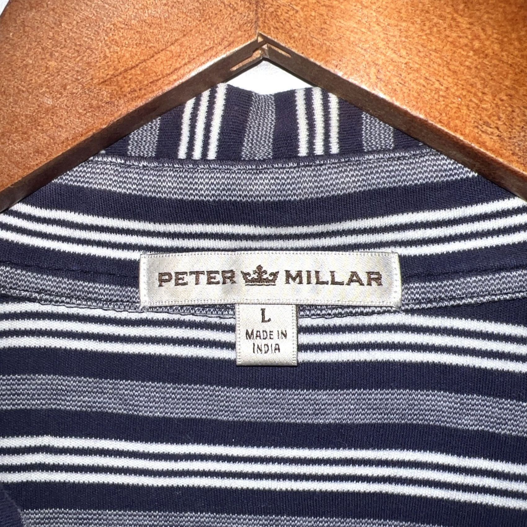 Peter Millar VINTAGE Peter Millar Blue Striped Polo Shirt Mens Size L Size US L / EU 52-54 / 3 - 3 Thumbnail