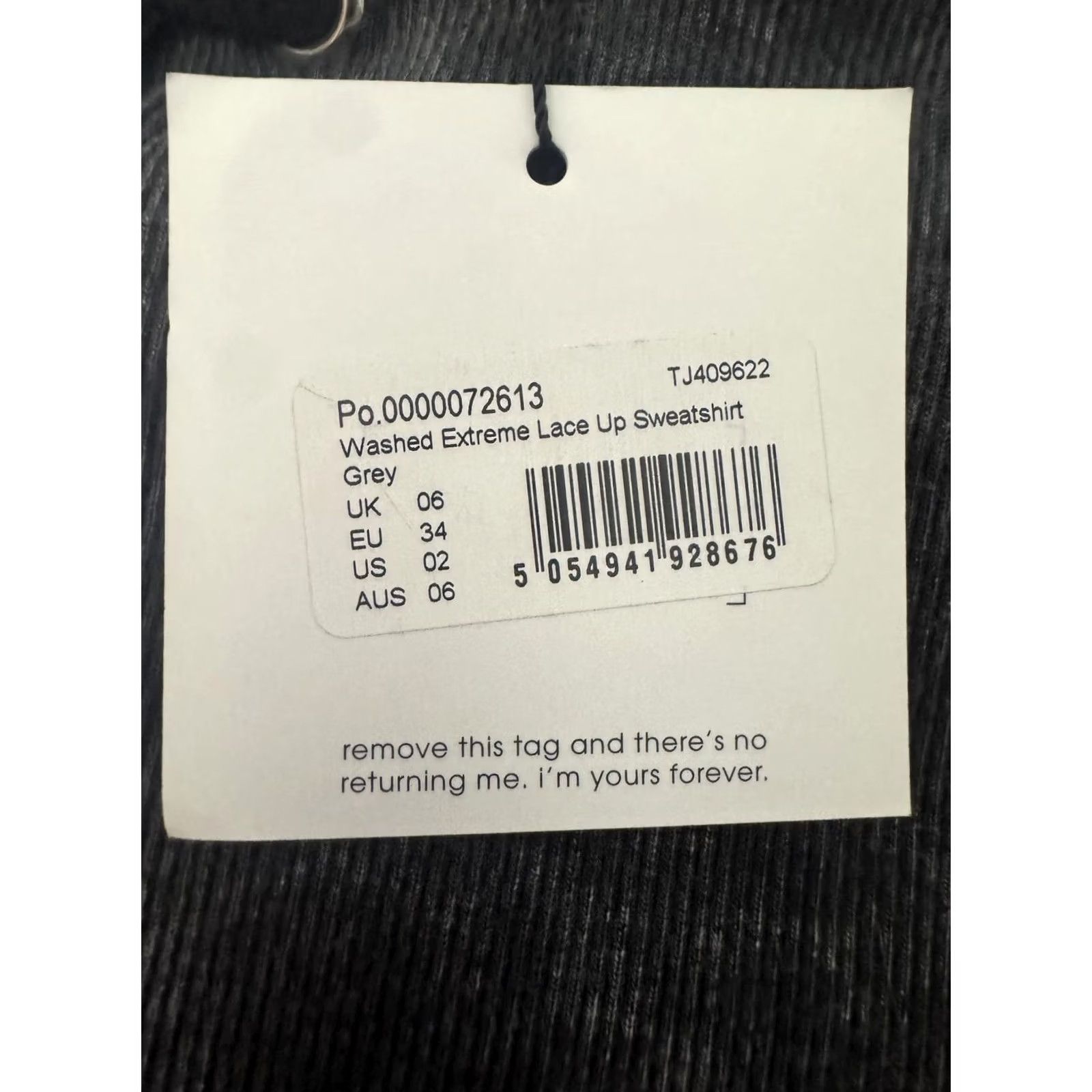 Missguided Missguided Sweatshirt Grey Lace Up Extreme Washed Size XS / US 0-2 / IT 36-38 - 3 Thumbnail