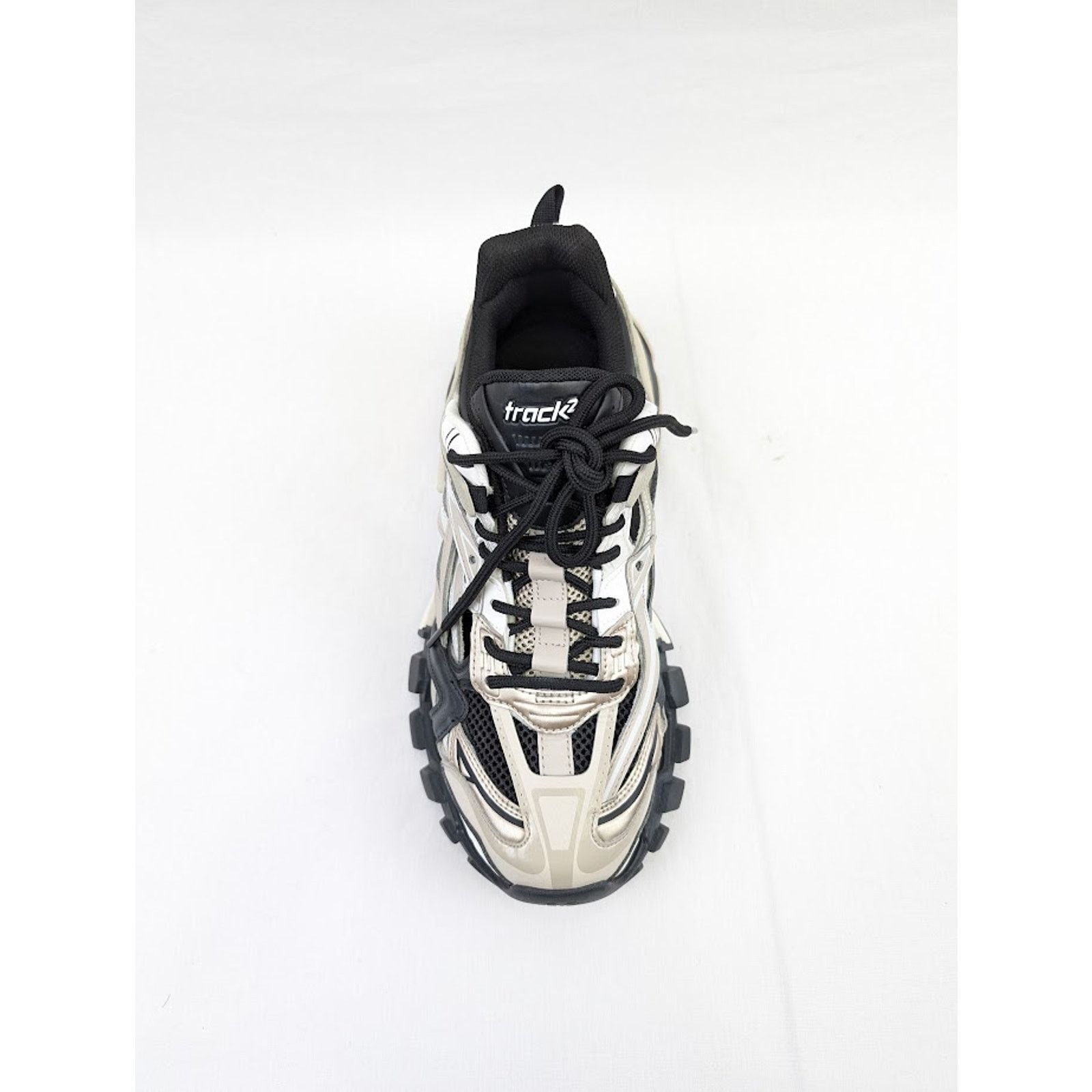 Balenciaga o1rshd1 Rubber Track.2 Open Low-Top Sneakers in Beige/Black Size US 8 / EU 41 - 7 Thumbnail