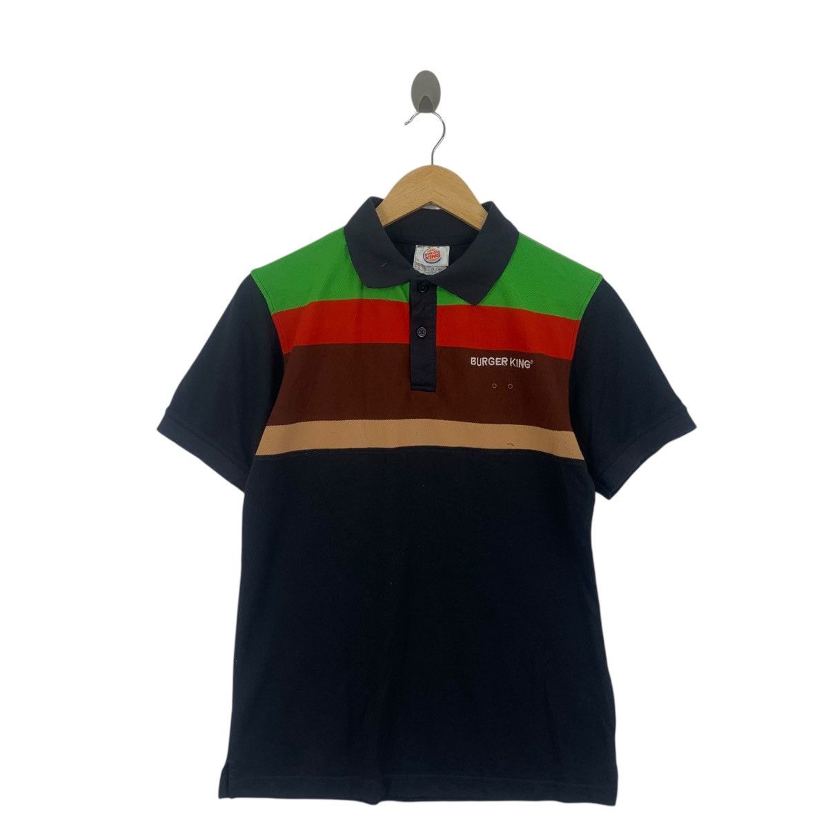 Vintage BURGER KING UNIFORM Worker Manager Polo Tee Shirt