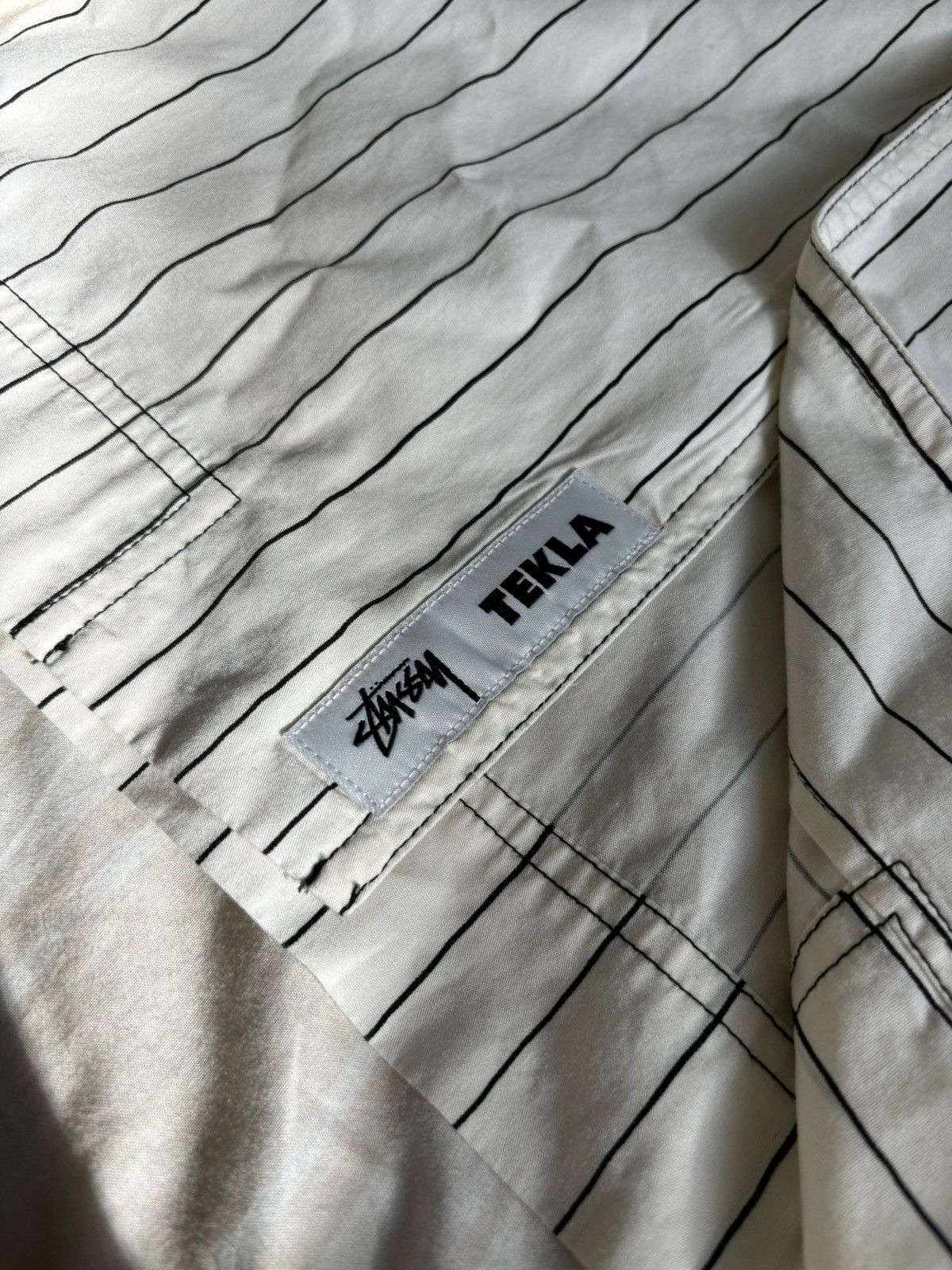image of Stussy Tekla Percale Pajama Shirt in Stripe, Men's (Size Small)