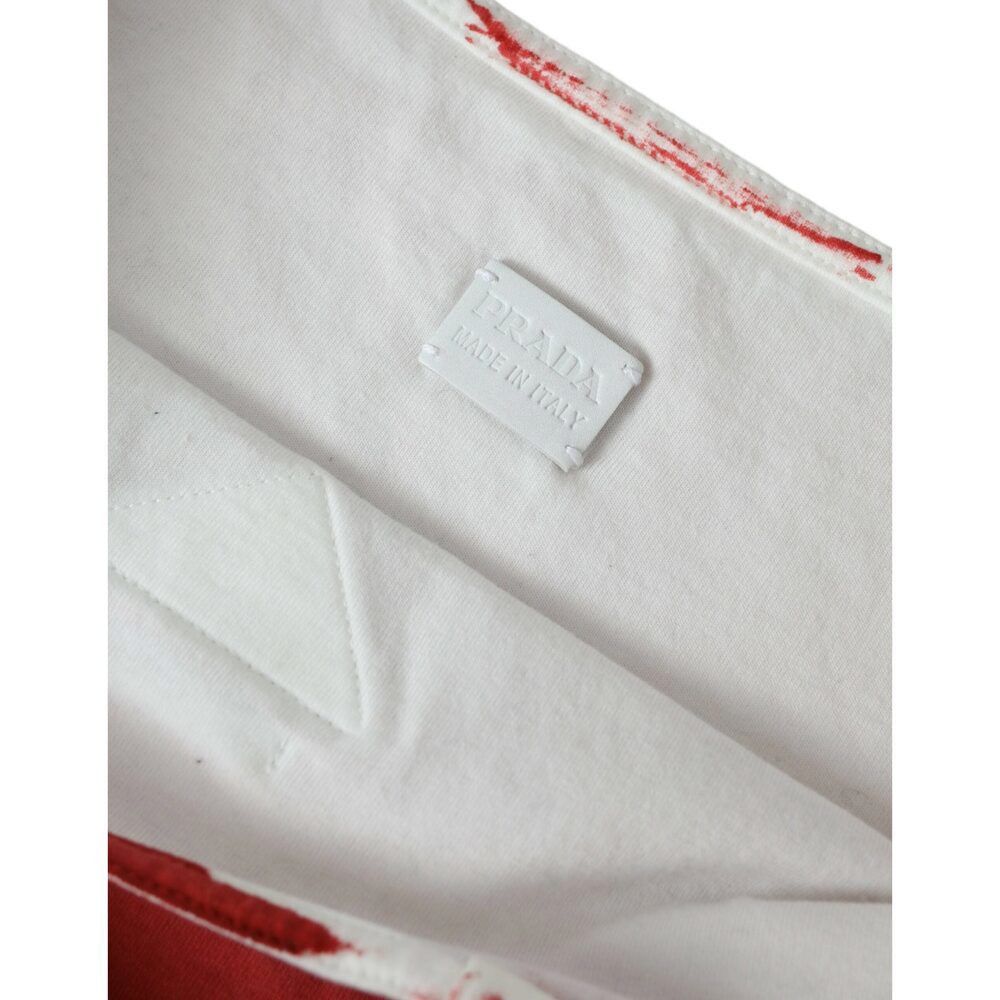 Prada Prada Chic Red and White Fabric Tote Bag Size ONE SIZE - 6 Thumbnail