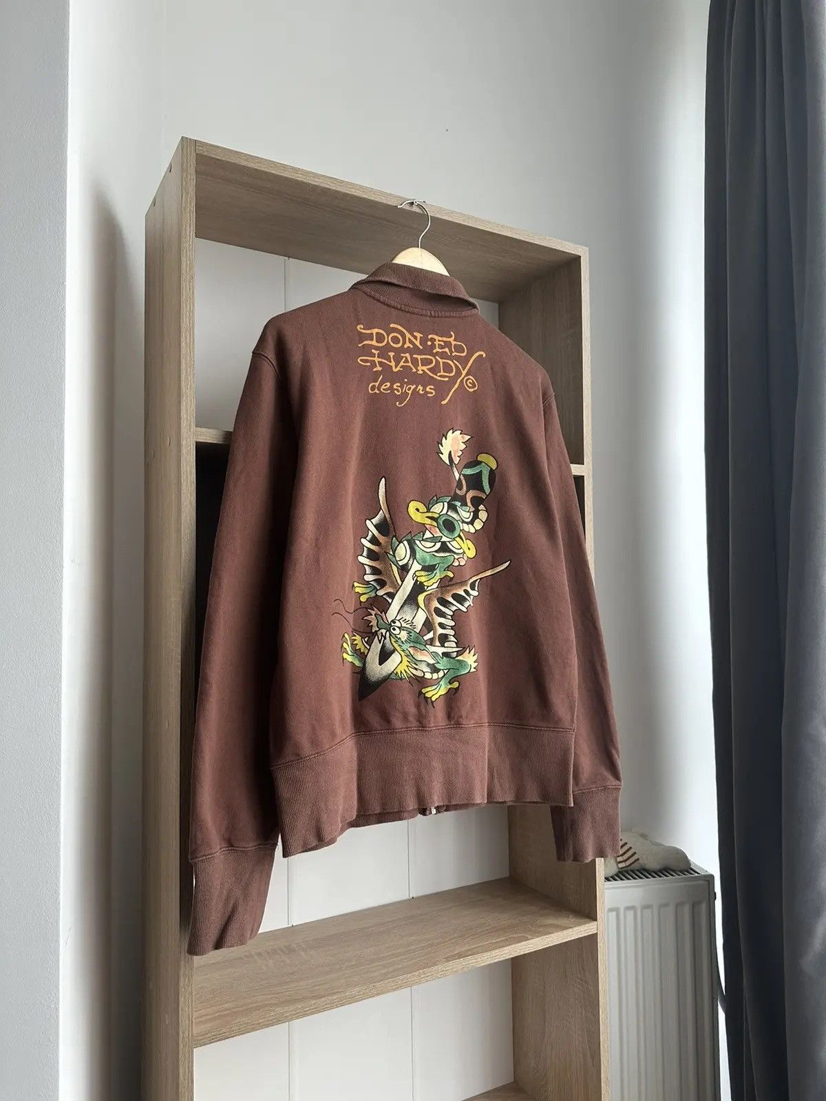 Christian Audigier × Ed Hardy × Vintage Vintage Ed Hardy Christian Audigier Brown Hoodie Size US M / EU 48-50 / 2 - 13 Thumbnail