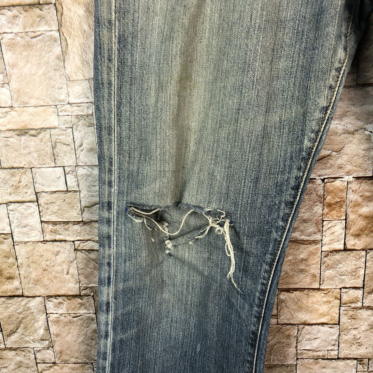 Japanese Brand Navy Blue Distressed ripped Denim Pants #A1041 Size US 33 - 10 Thumbnail