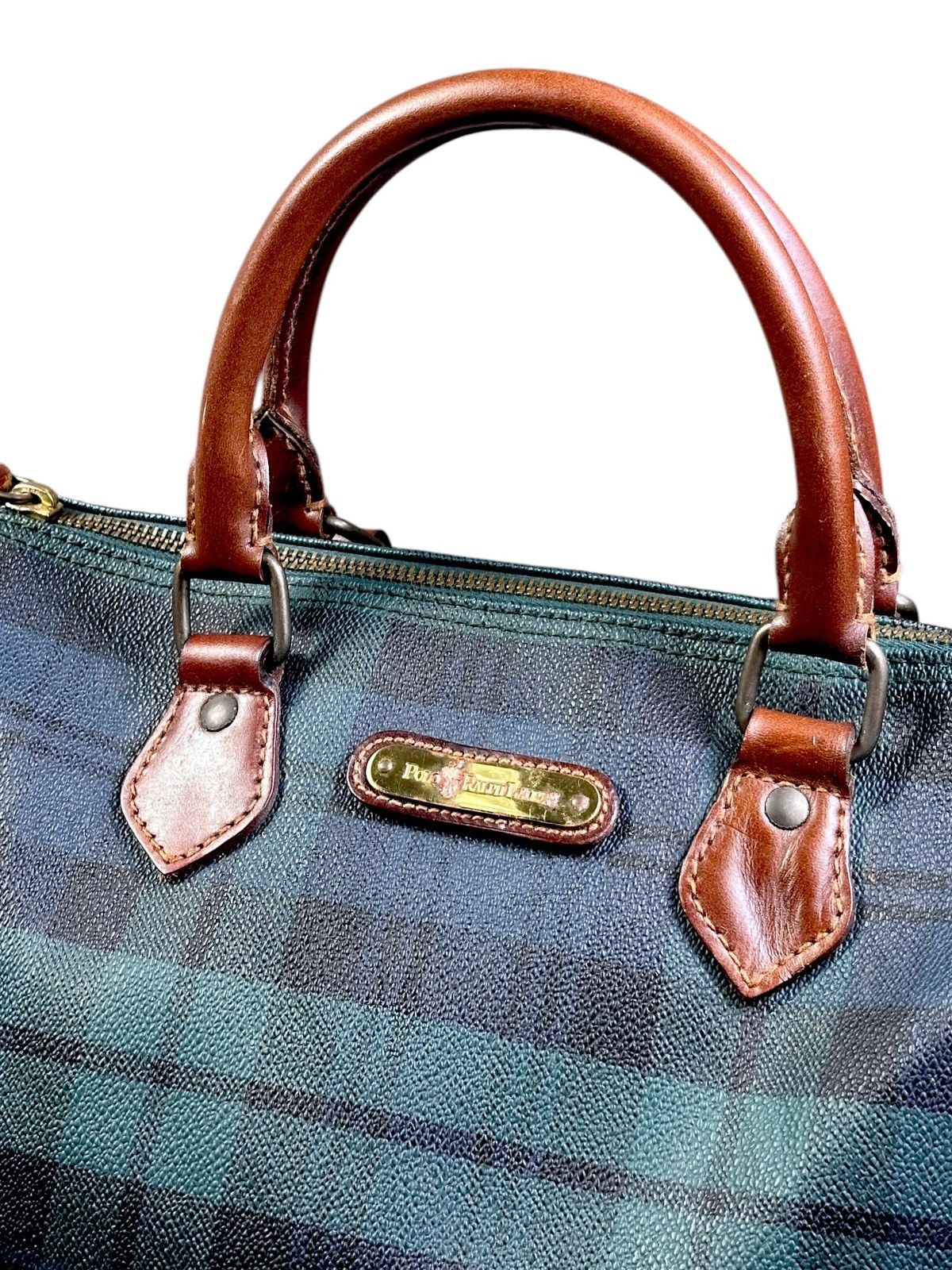 Polo Ralph Lauren 1990s POLO RALPH LAUREN TARTAN PLAID LEATHER DUFFLE BAG Size ONE SIZE - 3 Thumbnail