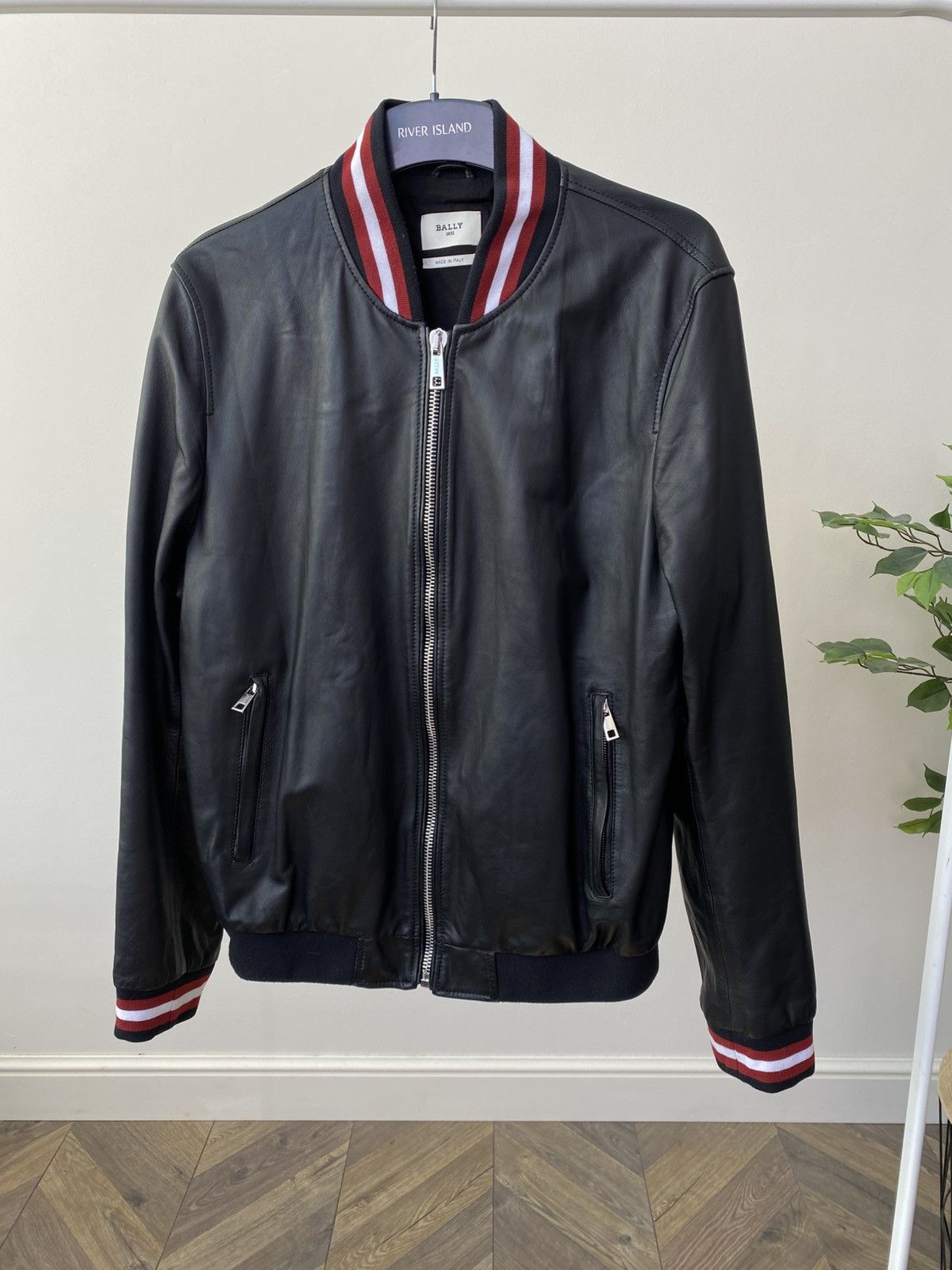 Bally Bally Men’s Black Leather Bomber Jacket Full Zip Size US M / EU 48-50 / 2 - 5 Thumbnail