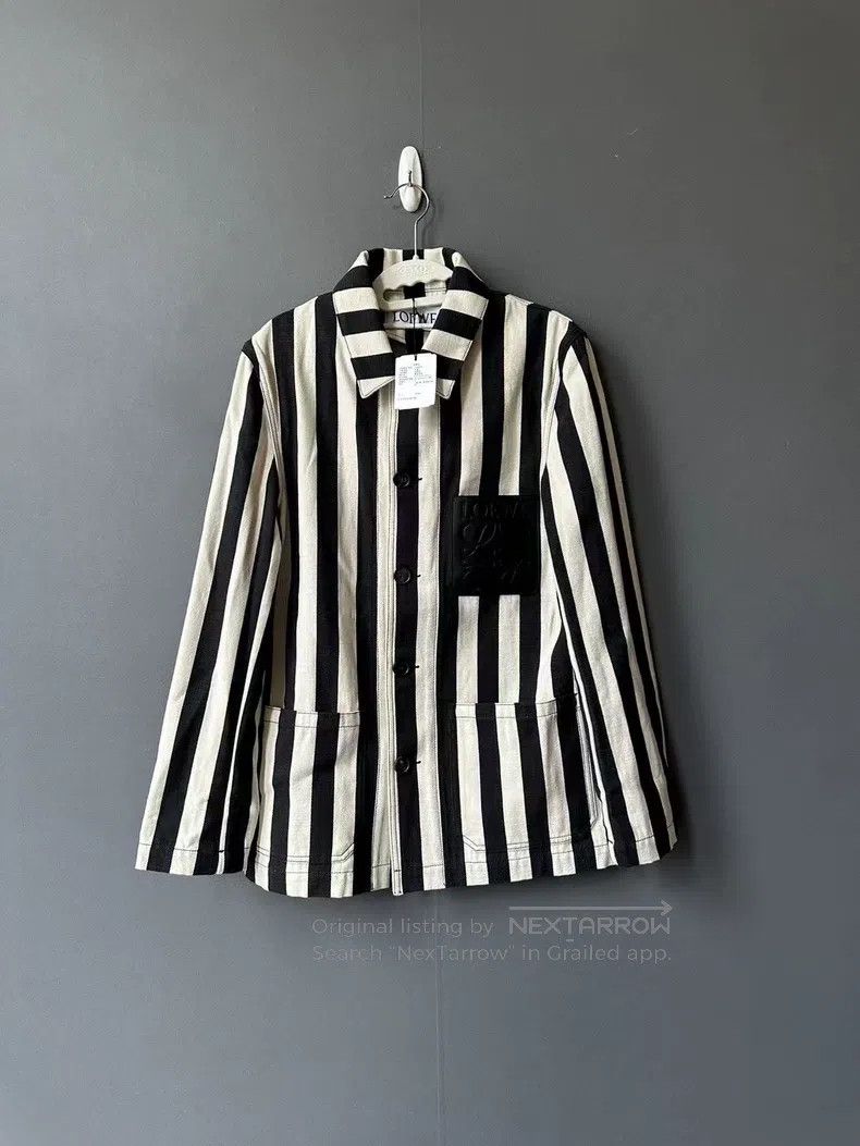Loewe Loewe Black and White Striped Denim Jacket Size US S / EU 44-46 / 1 - 1 Thumbnail