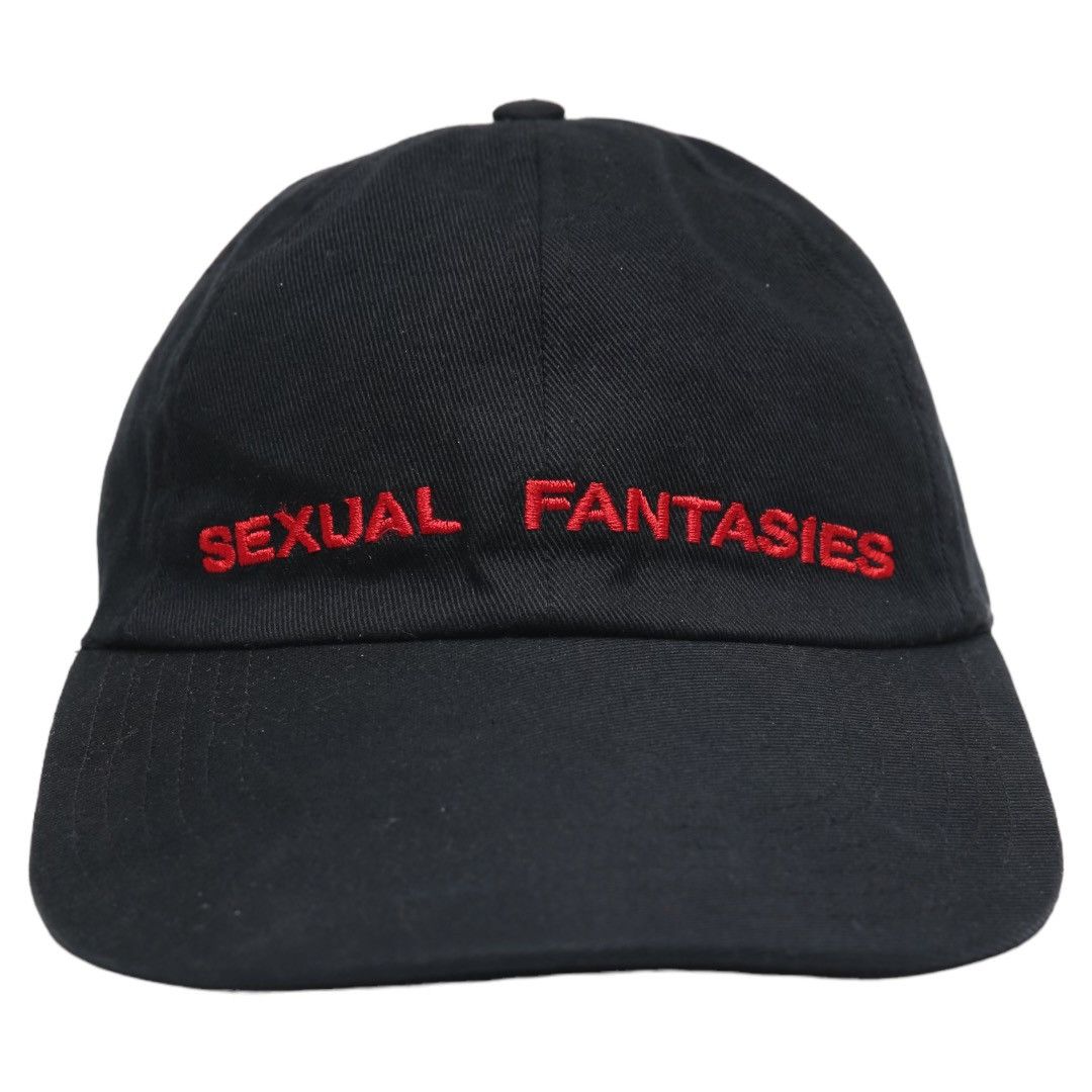 image of Vetements ‘Sexual Fantasies’ Long Brim Hat in Black, Men's