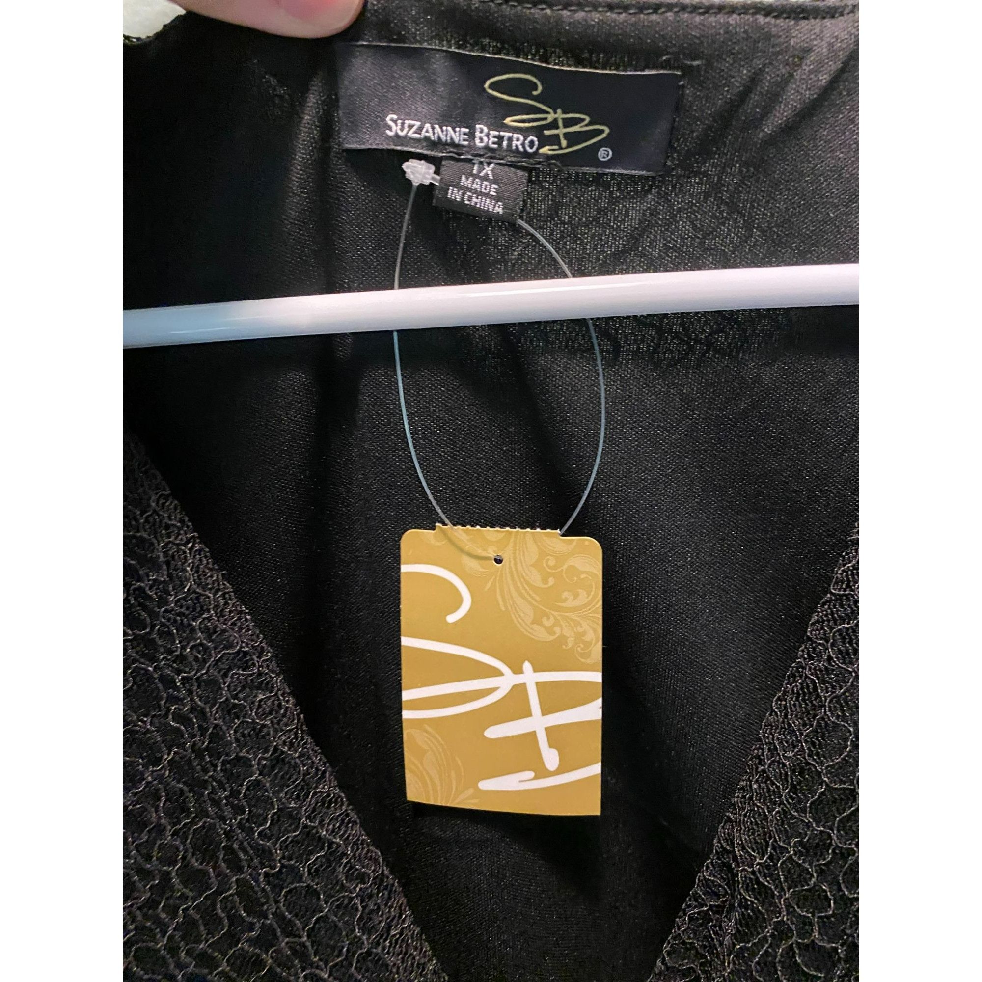 Other Suzanne Betro Black Embroidered Floral Mesh Tunic Top 3/4 Sl Size XL / US 12-14 / IT 48-50 - 5 Thumbnail