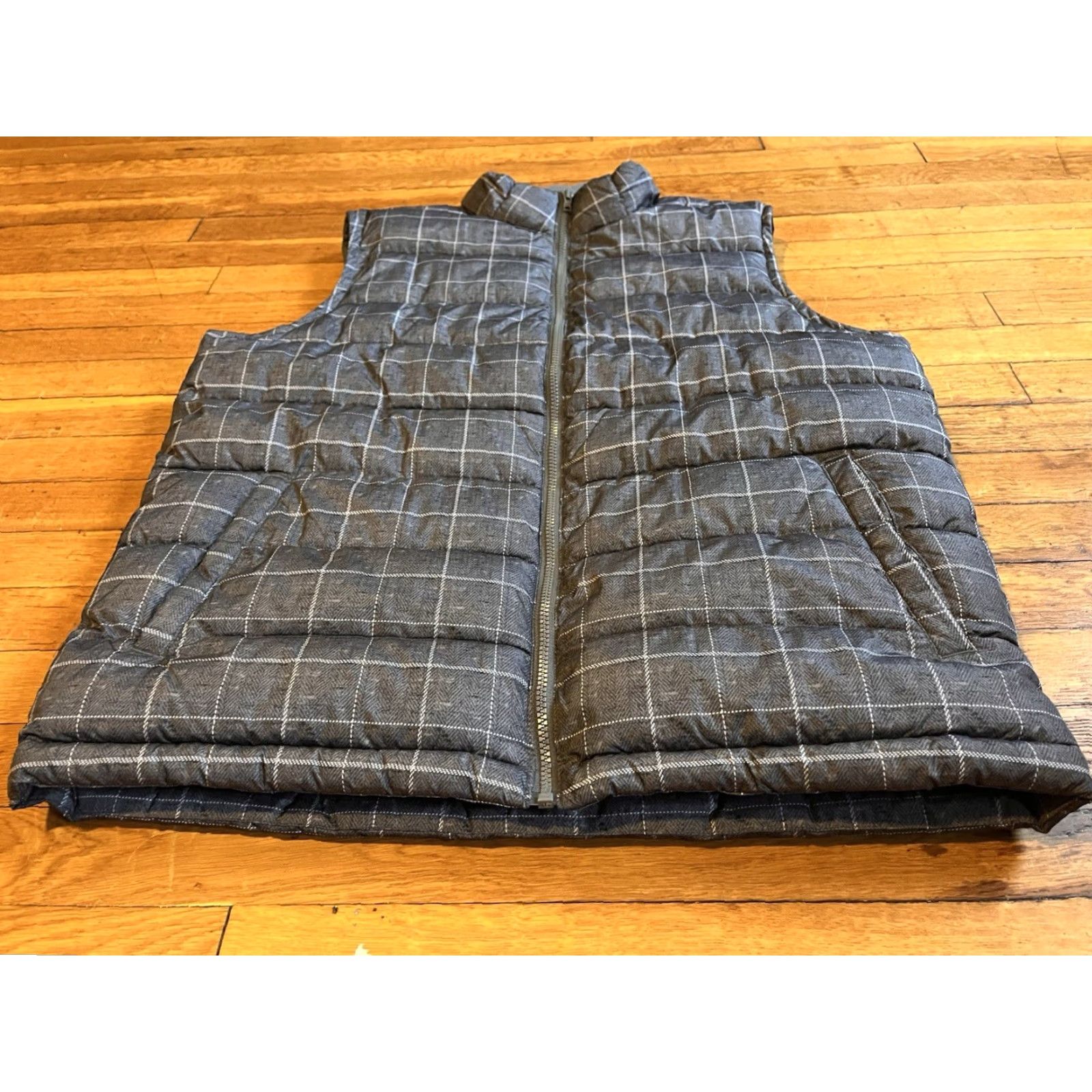 Gap Gap Warmest Vest Herringbone Plaid Puffer Men’s Large Grey Size US L / EU 52-54 / 3 - 2 Thumbnail
