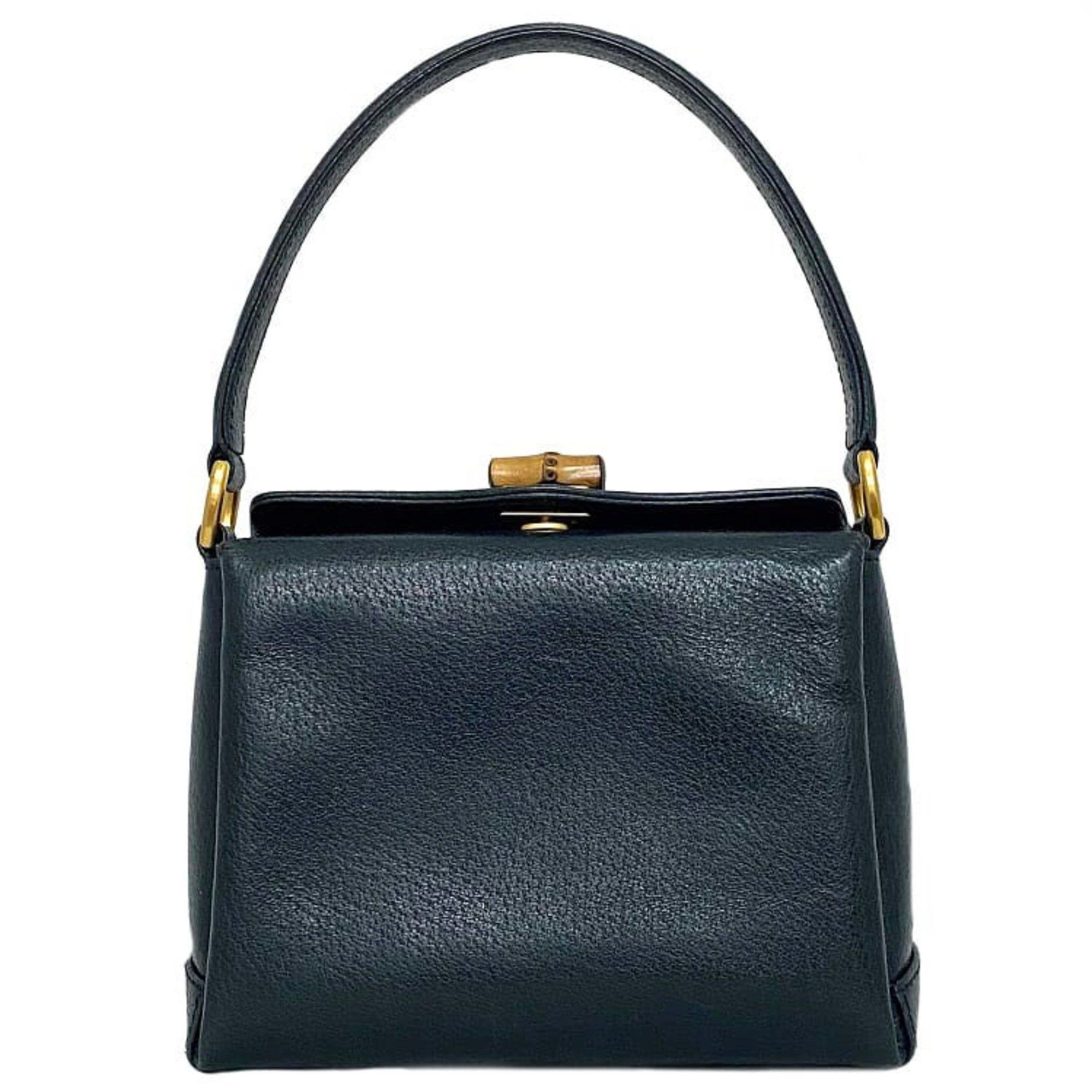 image of Gucci Handbag Navy Gold Bamboo 000 33 0240 Leather Gucci Turnlock Blue Compact, Women's