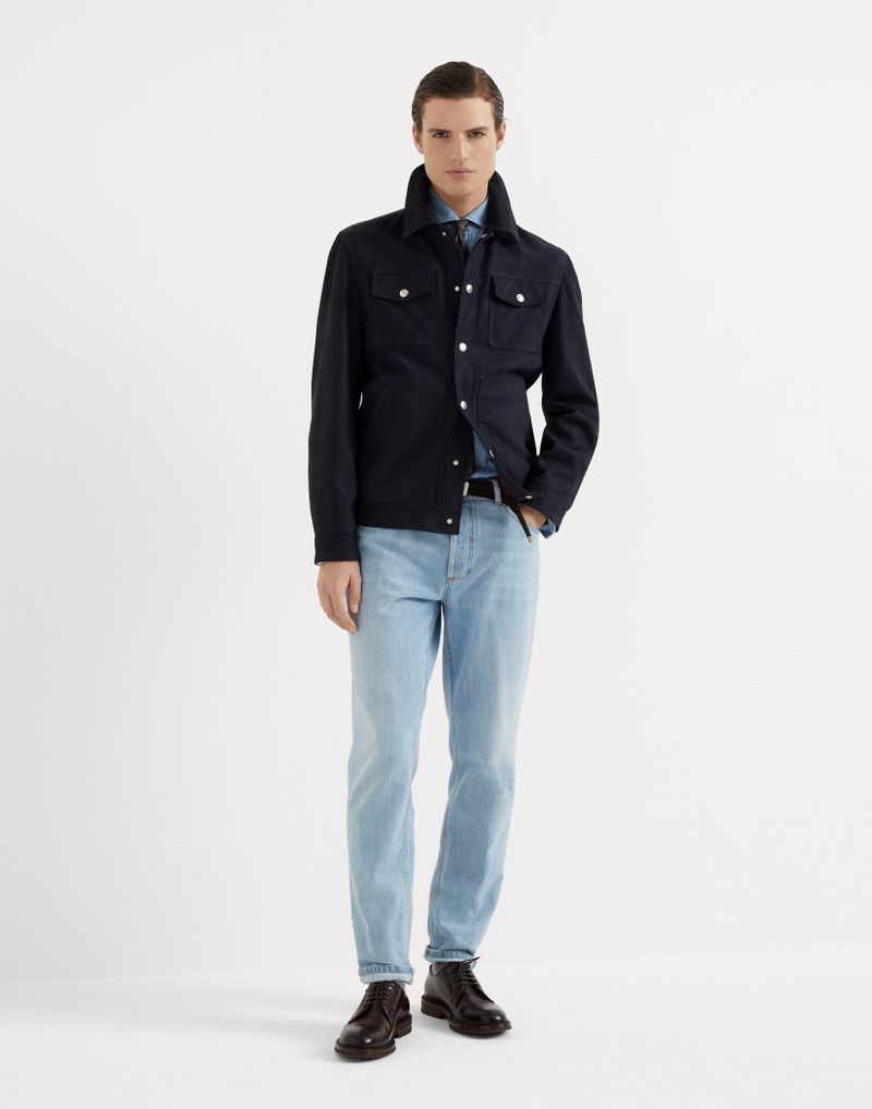 Brunello Cucinelli o1w1db10226 Leather Jacket in Navy Blue Size US XXL / EU 58 / 5 - 1 Thumbnail