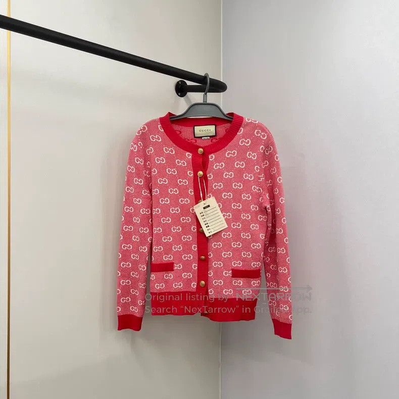 Gucci Gucci Full-print double G gold buckle knitted cardigan coa Size S / US 4 / IT 40 - 1 Thumbnail