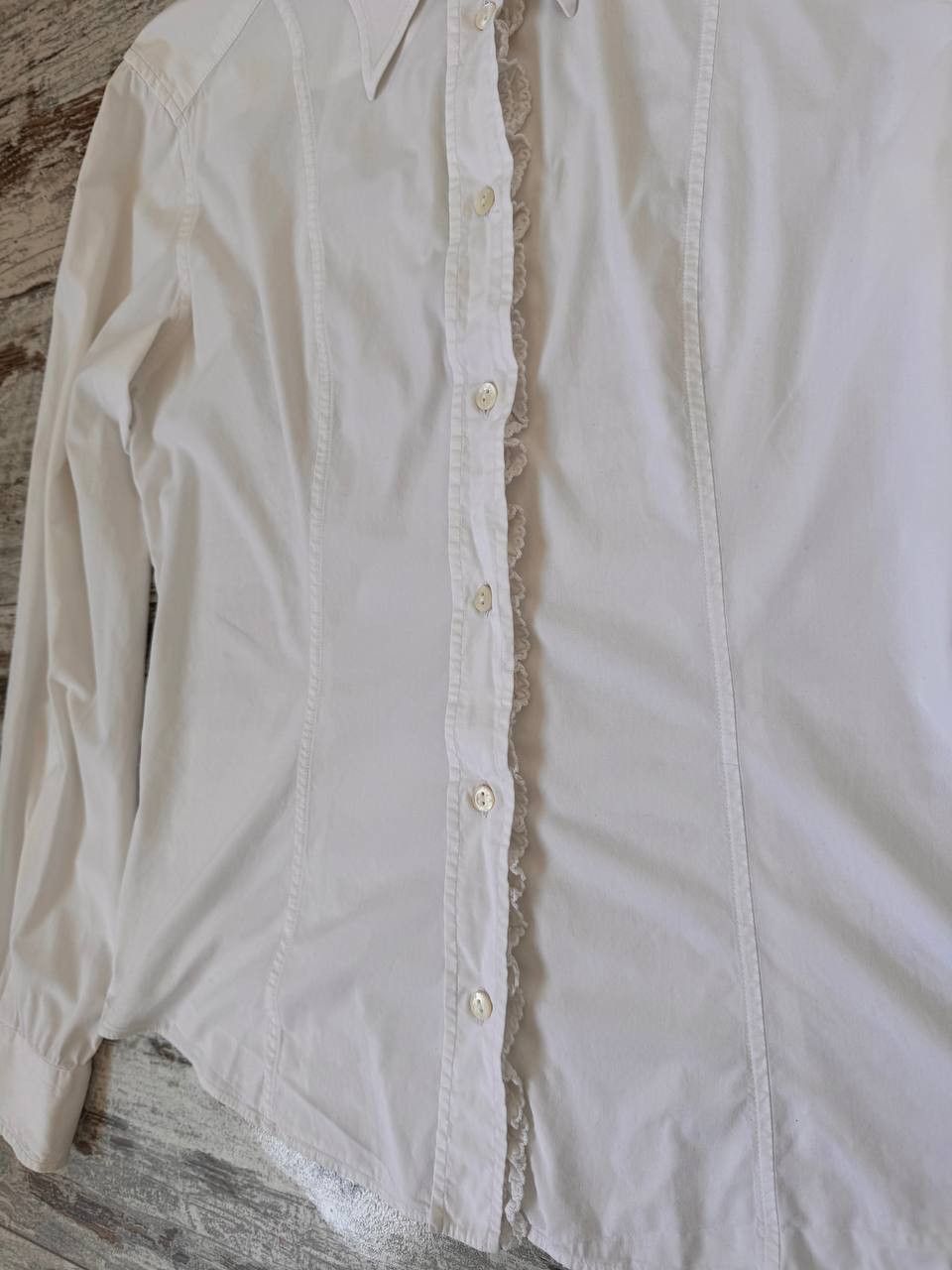 Dolce & Gabbana DOLCE & GABBANA Fitted Poplin Shirt w/ Ruffle Lace Trim Size M / US 6-8 / IT 42-44 - 5 Thumbnail