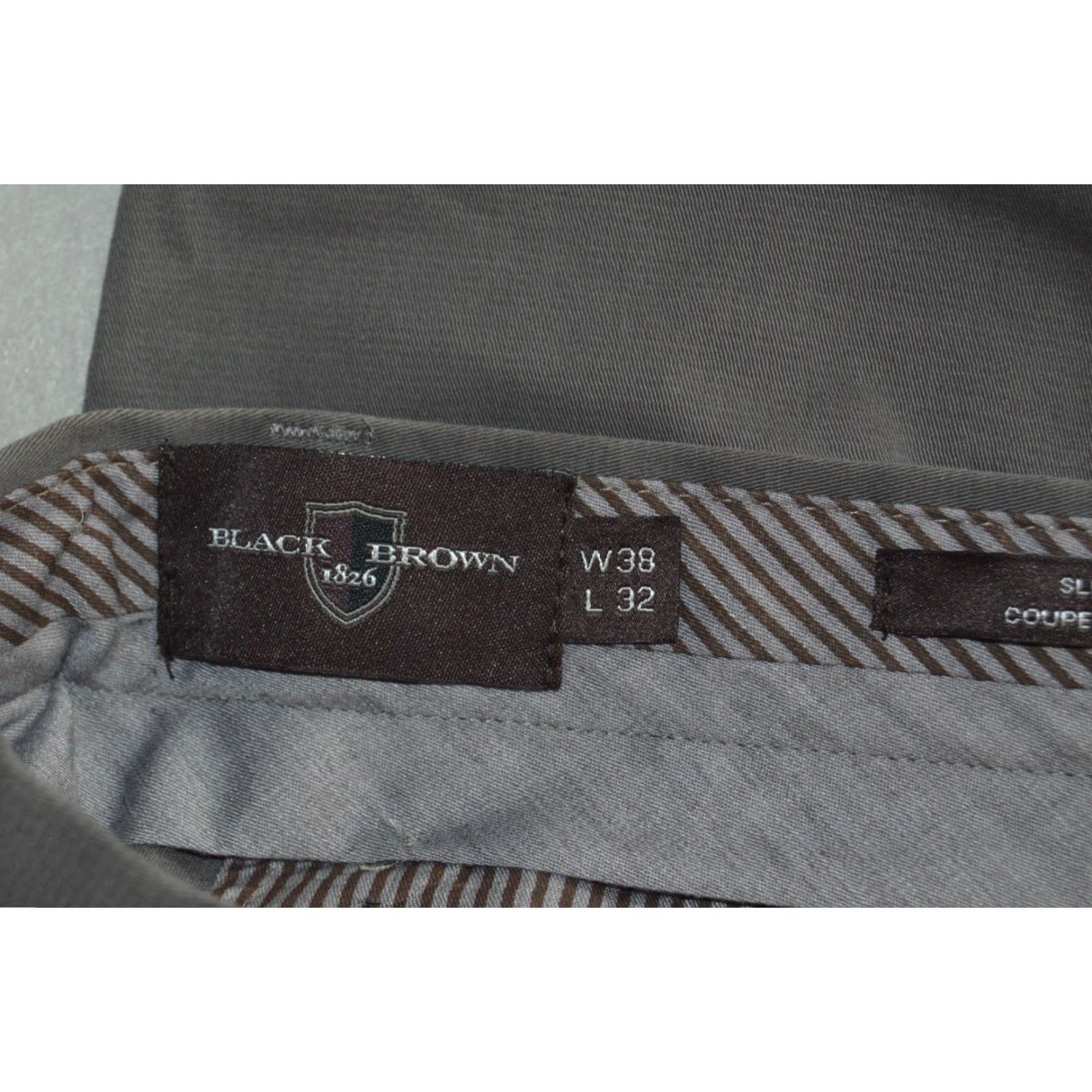Vintage Black Brown 1826 Mens Slim Chino Pants Flat Front 38x32 Grey Casual City Preppy 5-Pocket Womens? Size US 38 / EU 54 - 5 Thumbnail