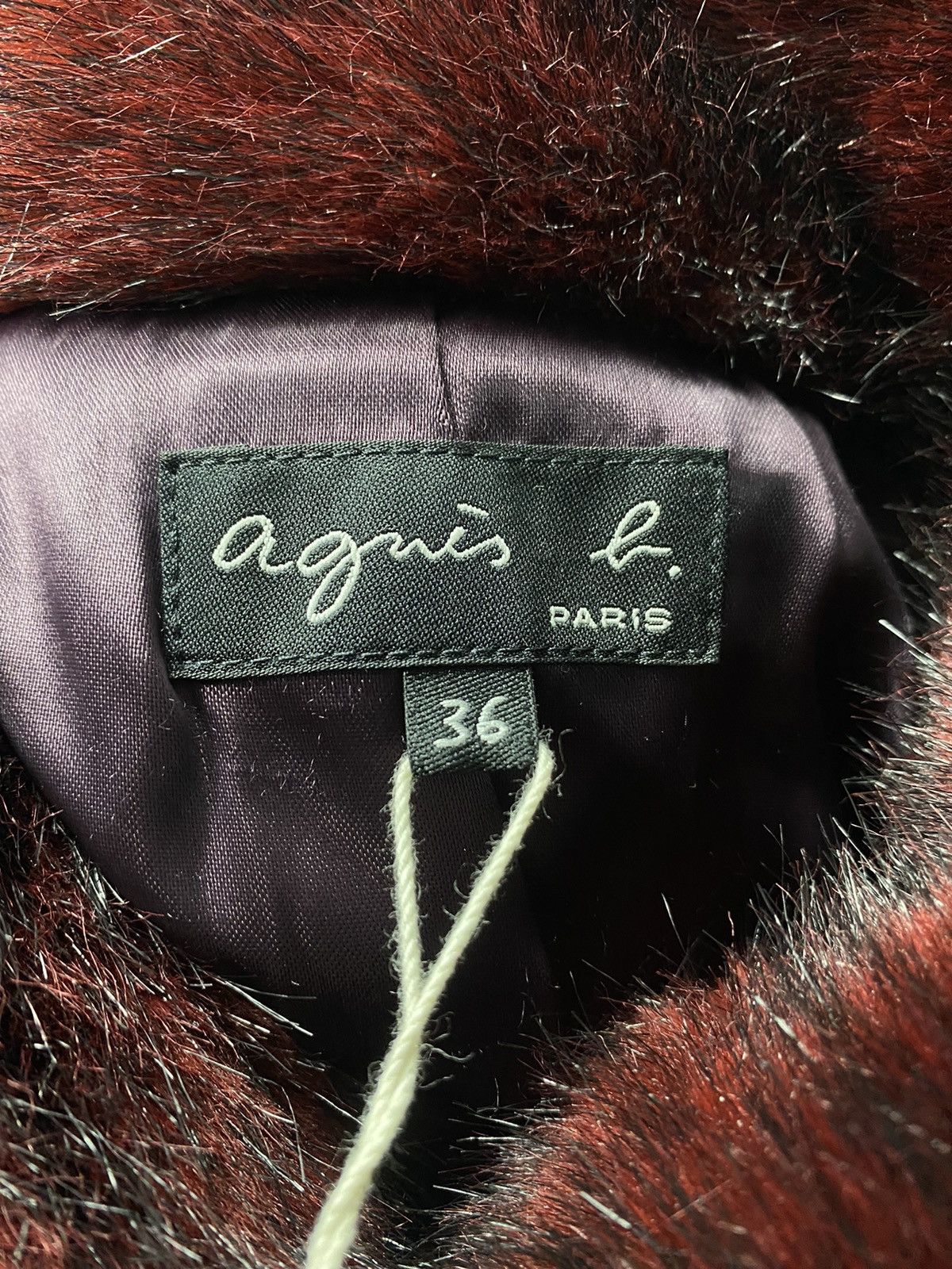 agnes b. Agnes B.- Burgundy Faux Fur Coat Size XS / US 0-2 / IT 36-38 - 15 Thumbnail