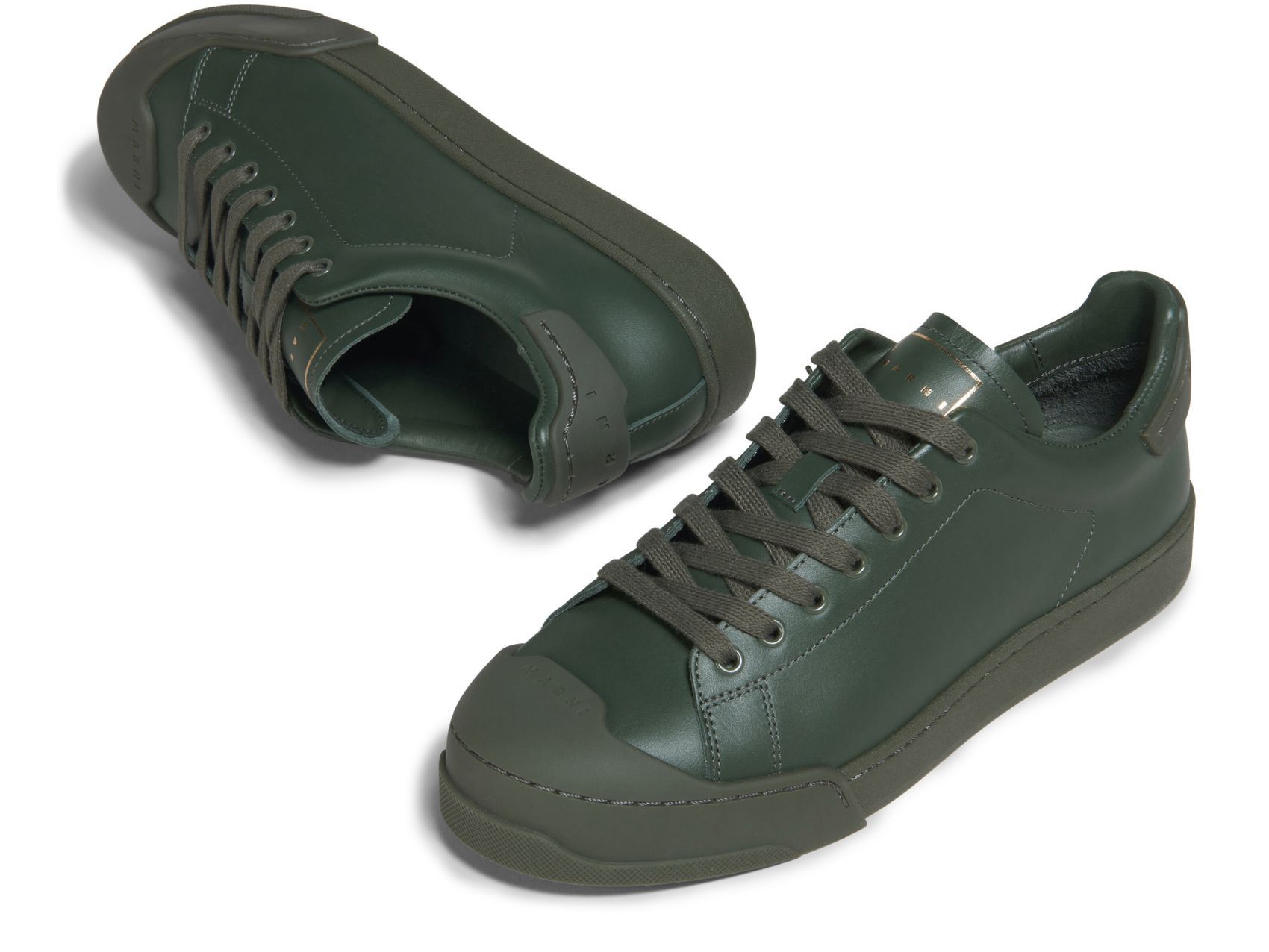 Marni o1w1db10125 Monochrome Low Top Lace-Up Sneaker in Green Size US 12 / EU 45 - 3 Thumbnail