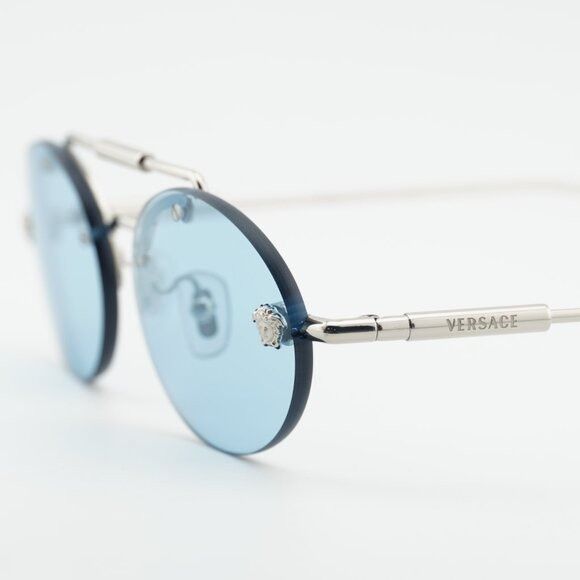 Versace Versace VE2295 1000/1 Sunglasses Silver Oval Frame Size ONE SIZE - 7 Thumbnail