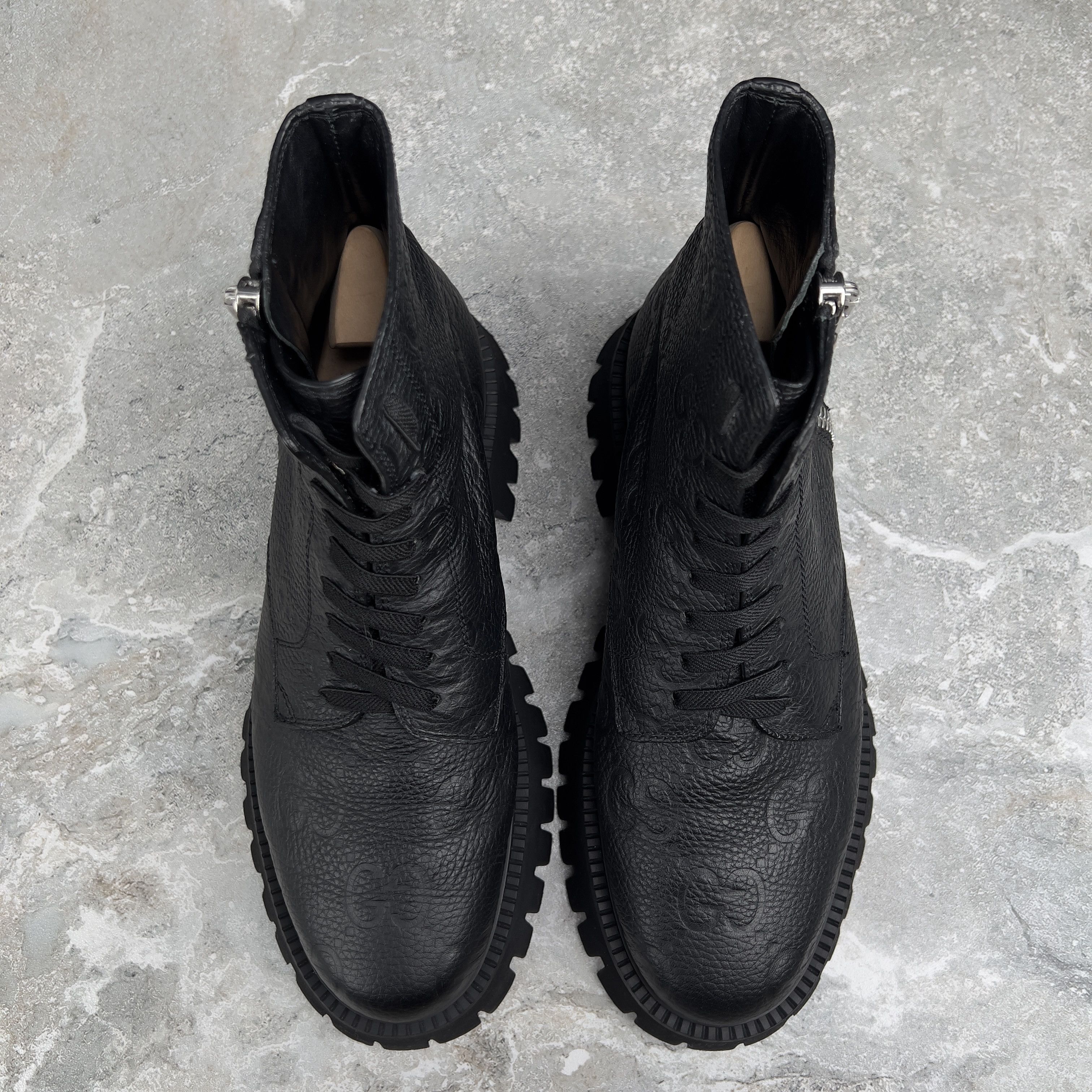 Gucci Gucci Combat Boots Interlocking G Monogram Side Zip Lug Sole Size US 7.5 / EU 40-41 - 4 Thumbnail