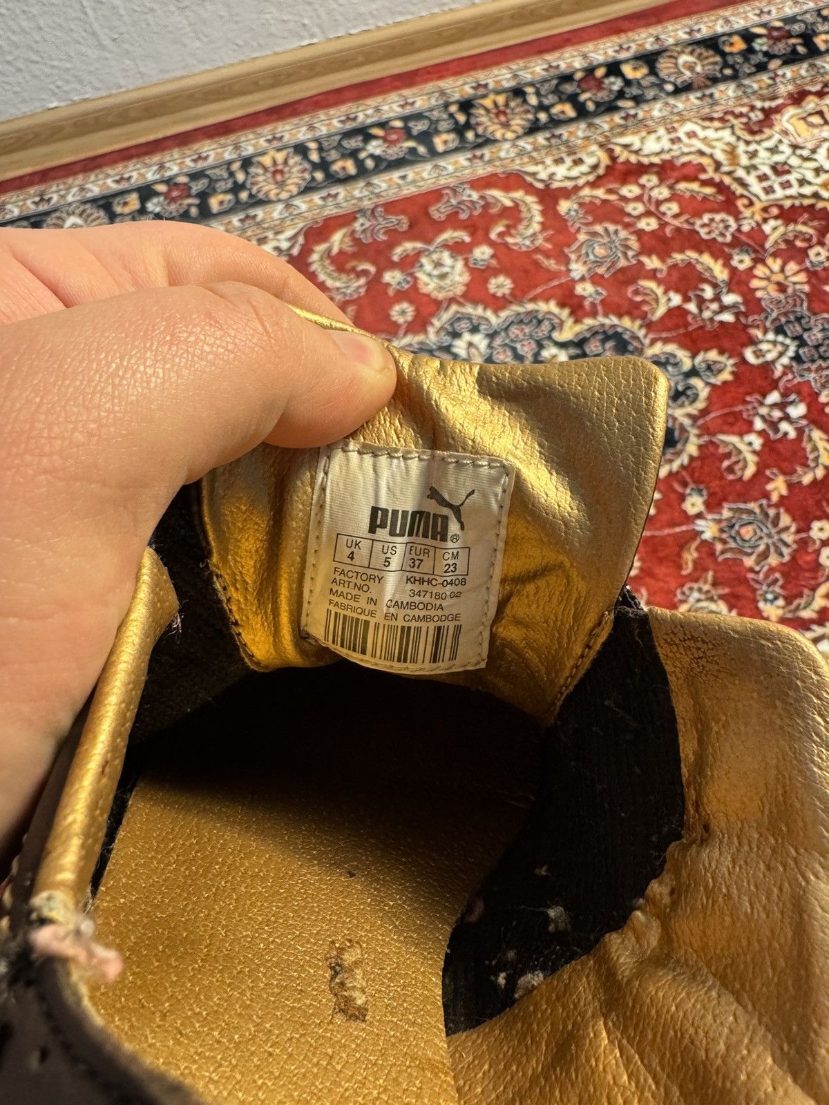 Puma Archive Puma Leather Driving Shoes / Moccasins Black / Gold Size US 5 / IT 35 - 11 Thumbnail