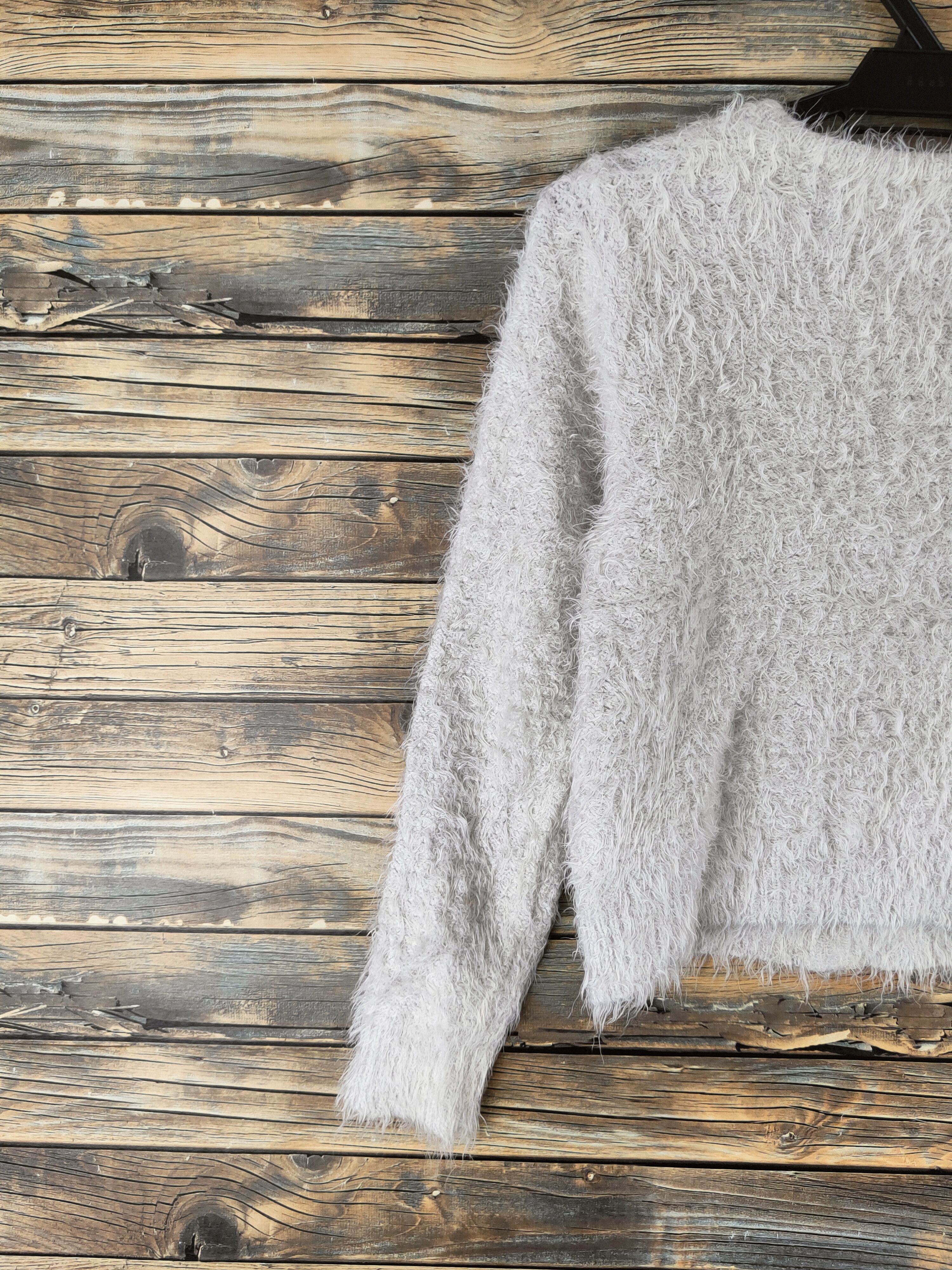 Japanese Brand DL Colza Gray Fur Mohair Knitwear Crop Tops #46-537 Size XS / US 0-2 / IT 36-38 - 8 Thumbnail