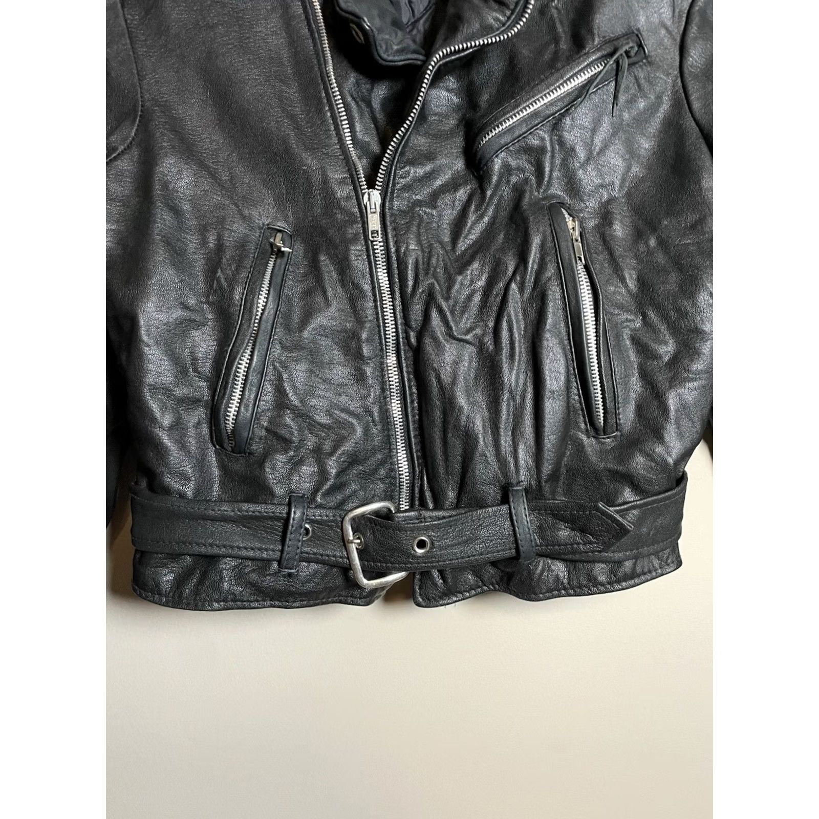 Vintage VINTAGE Gino Leather Jacket Women's L Bomber Jacket Black Leather Long Sleeve Zip Casual Travel Fall Winter Spring Size L / US 10 / IT 46 - 4 Thumbnail