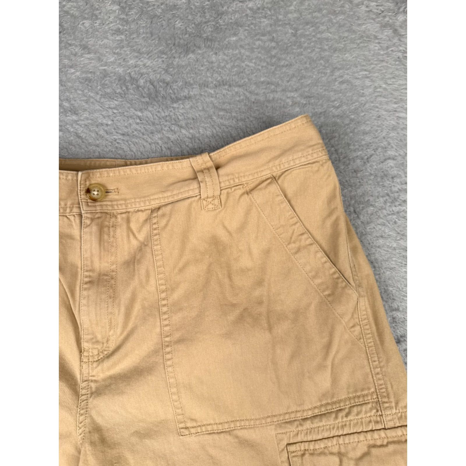 Ralph Lauren VINTAGE Lauren Ralph Lauren Shorts Women 14P Petites Beige Cargo Twill Cotton Blend 34x10 High Rise 5-Pocket Womens Size 36" / US 14 / IT 50 - 5 Thumbnail