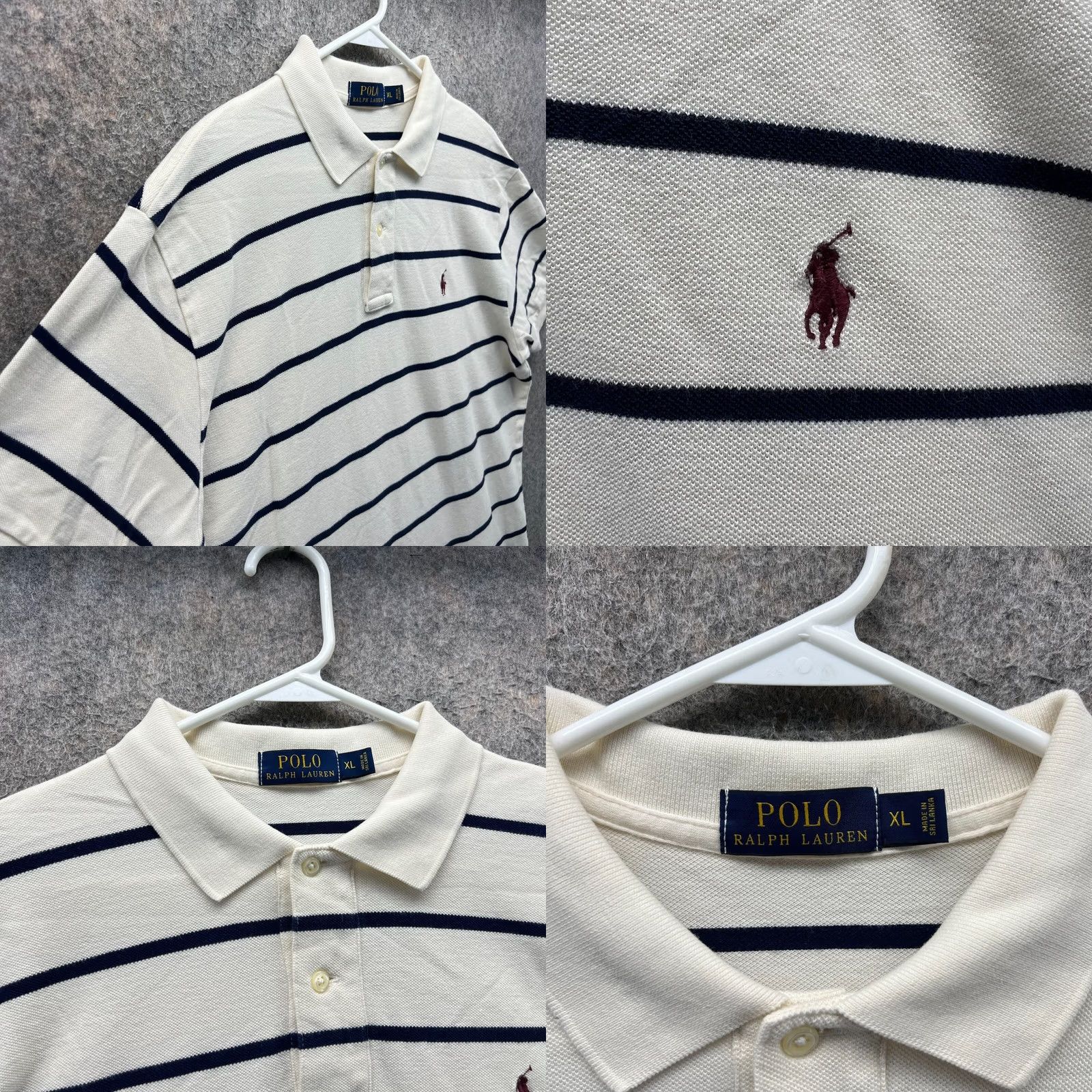 Polo Ralph Lauren VINTAGE Polo Ralph Lauren Polo Shirt Mens XL Beige Blue Striped Preppy Cotton Rugby Size US XL / EU 56 / 4 - 8 Thumbnail