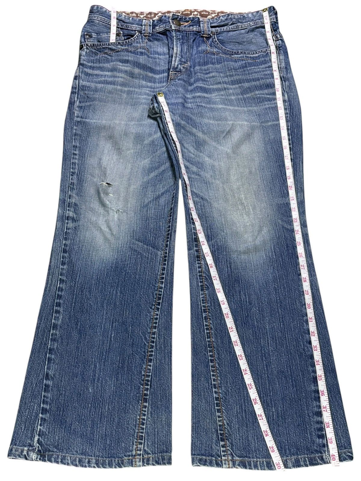 Edwin × Japanese Brand Vintage Edwin XV Mud Wash Distressed Ripped Flare Jean Size US 33 - 13 Thumbnail