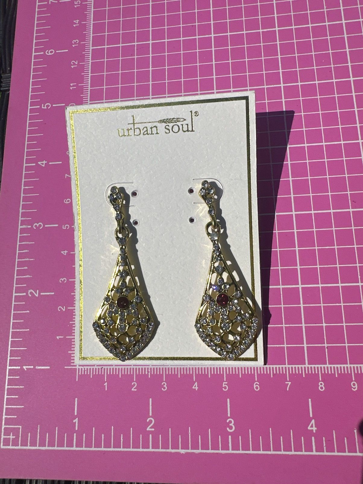 Designer Urban soul earrings gold tone hallowed floral metal teardrop Size ONE SIZE - 3 Thumbnail