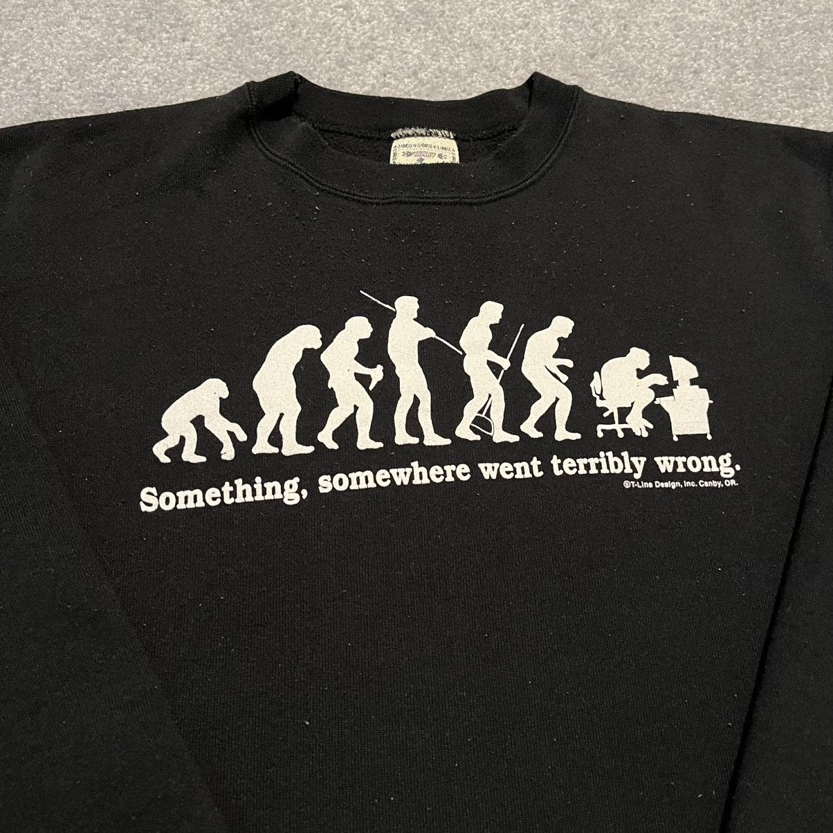Vintage Vintage 1990s Darwin Something Somewhere Went Wrong Crewneck Size US L / EU 52-54 / 3 - 1 Thumbnail