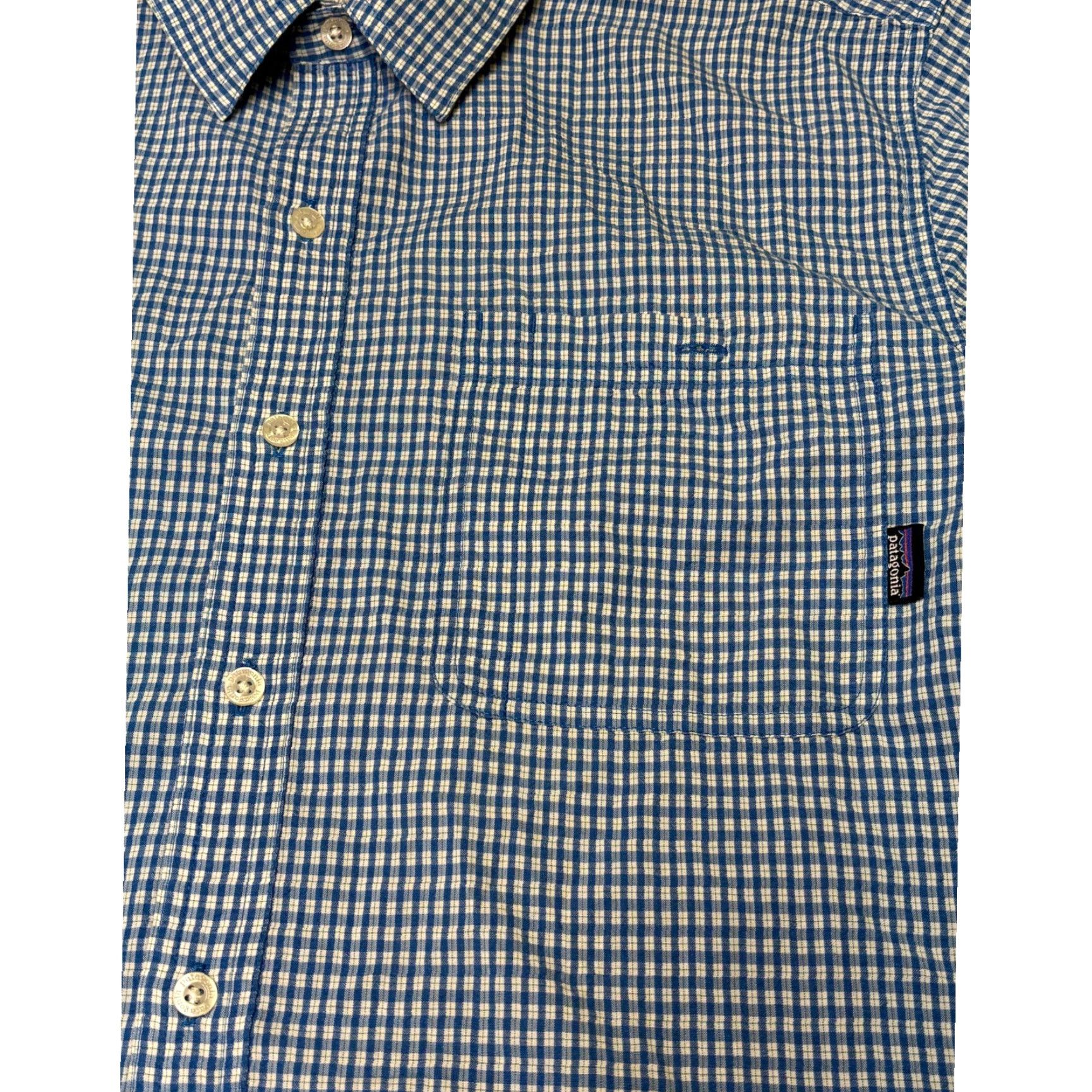 Patagonia Patagonia Mens Large Gingham Short Sleeve Button Down Shirt Blue White Plaid Shirt Size US L / EU 52-54 / 3 - 2 Thumbnail