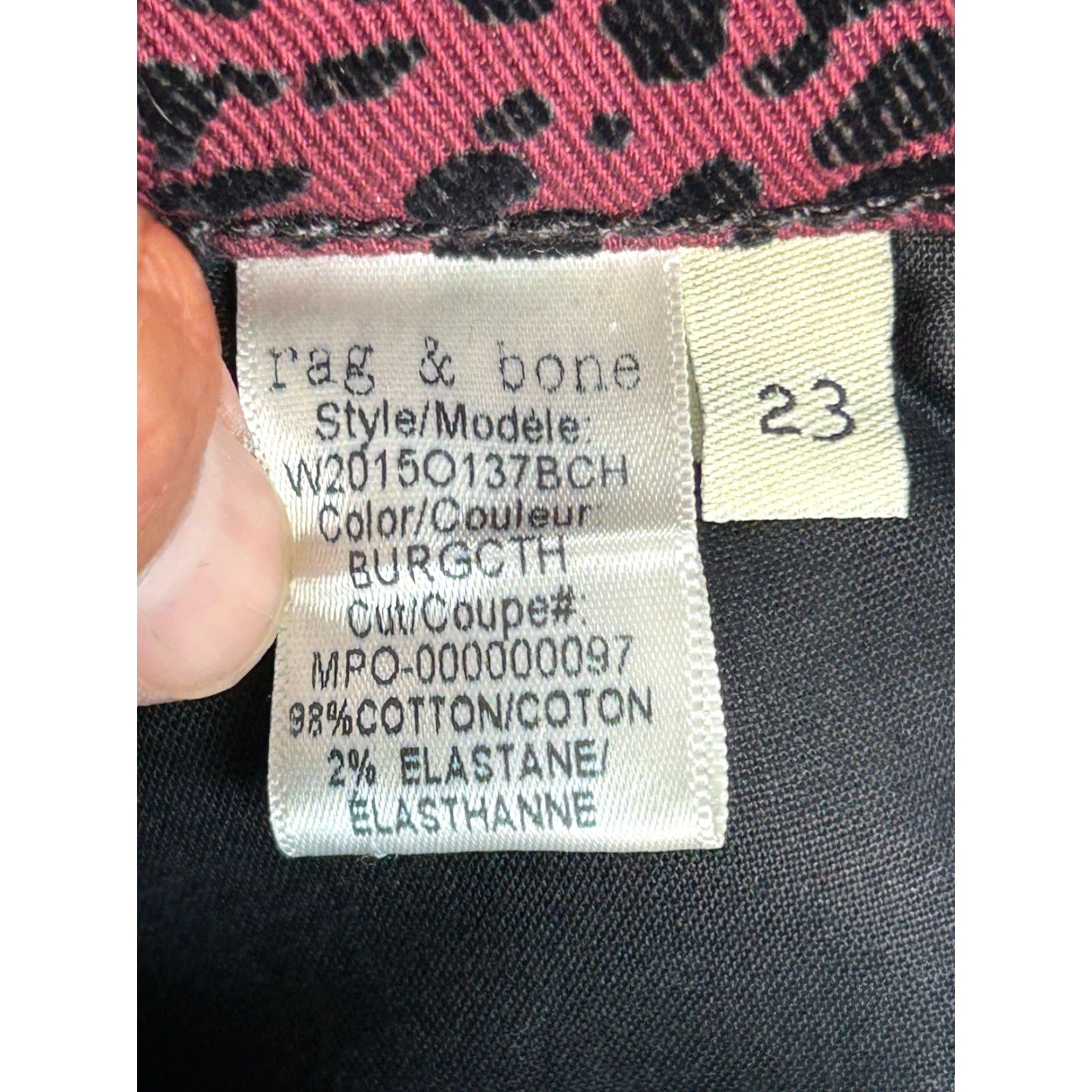 Rag & Bone VINTAGE Rag & Bone Burgundy Cheetah Hana Jeans Animal Leopard Print Flare 23 NEW Size 40" / US 18 - 6 Thumbnail