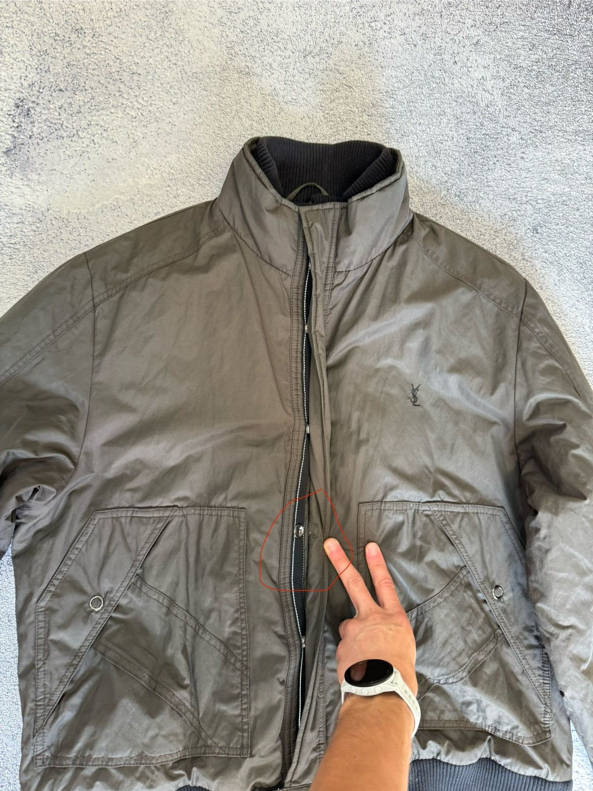 Yves Saint Laurent YSL Yves Saint Laurent Jacket L Graphite Logo Bomber Designe Size US L / EU 52-54 / 3 - 9 Thumbnail