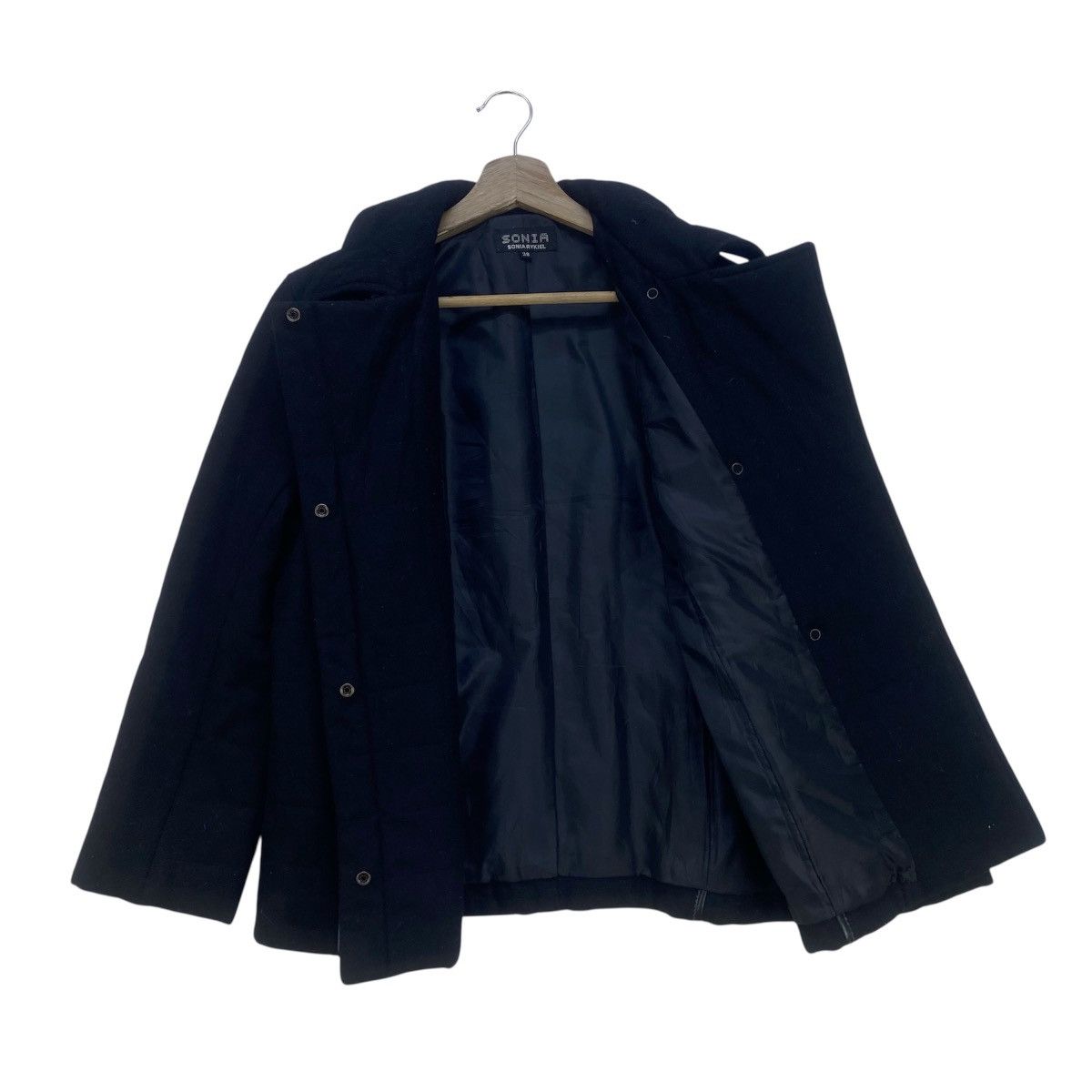 Designer × Sonia Rykiel Sonia Rykiel Leather Trimmed Wool Jacket Coat Size XS / US 0-2 / IT 36-38 - 3 Thumbnail