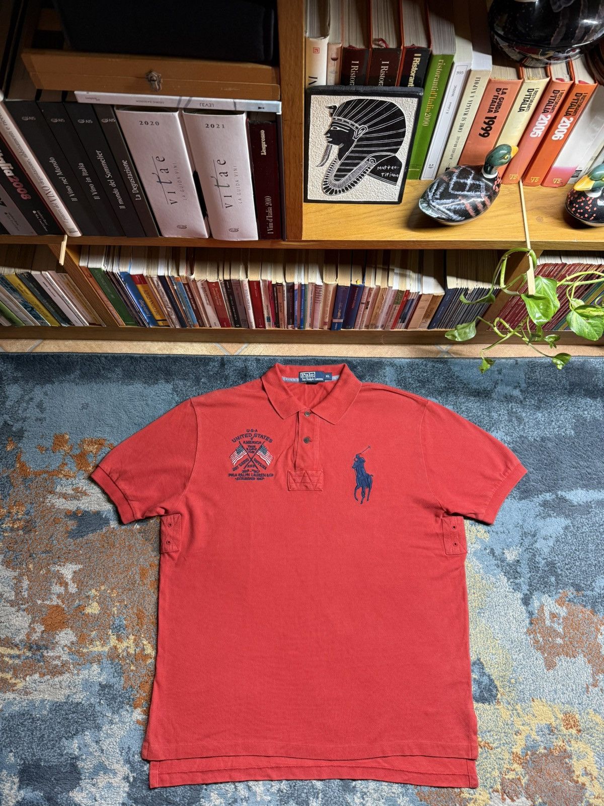 Polo Ralph Lauren Vintage Polo By Ralph Lauren USA Big Logo Polo Tee Size US XL / EU 56 / 4 - 1 Thumbnail
