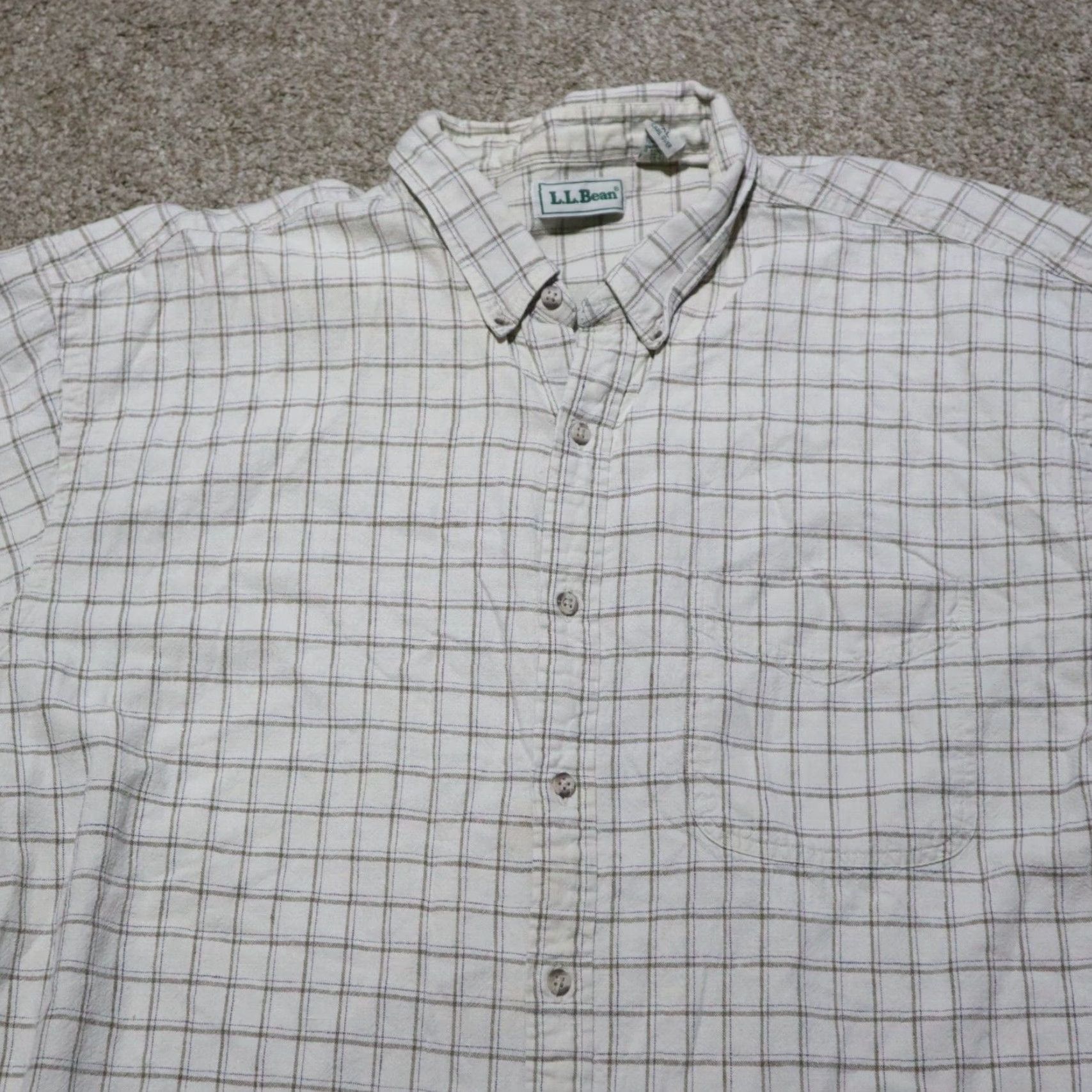 Vintage LL Bean Shirt Short Sleeve Mens XL Tan Plaid 100% Cotton Size US XL / EU 56 / 4 - 2 Thumbnail
