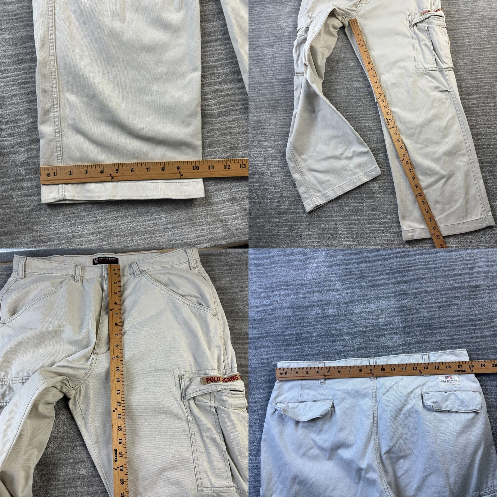 Ralph Lauren Ralph Lauren Polo Jeans Co Pants Mens 34x30 Cargo Wide Leg Tan Beige 5-Pocket Regular Inseam 30 Made by Polo Jeans Co Mens Cargo Pants Size US S / EU 44-46 / 1 - 8 Thumbnail