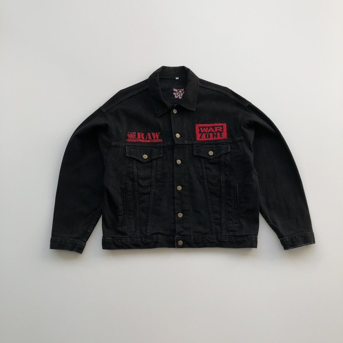 WWF WWF Raw is War 1993 War Zone Vintage Denim Washed Jacket WWE Size US M / EU 48-50 / 2 - 1 Thumbnail