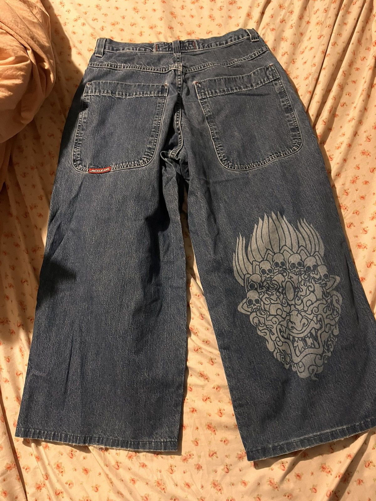 JNCO Jeans White Skull Dragon 36x32