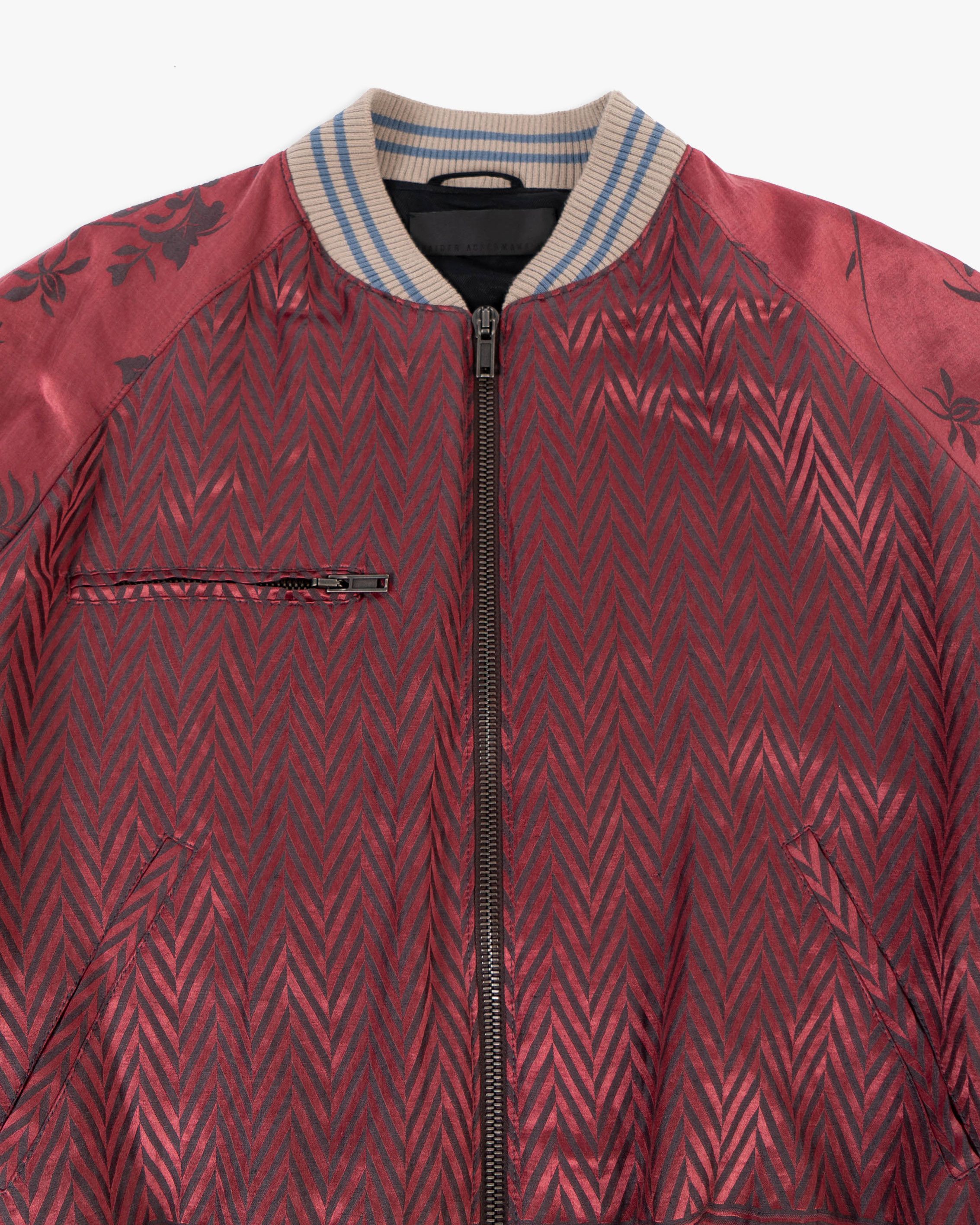 Haider Ackermann SS15 Iconic Bomber in Chevron & Floral Silk Jacquard Size US XL / EU 56 / 4 - 8 Thumbnail