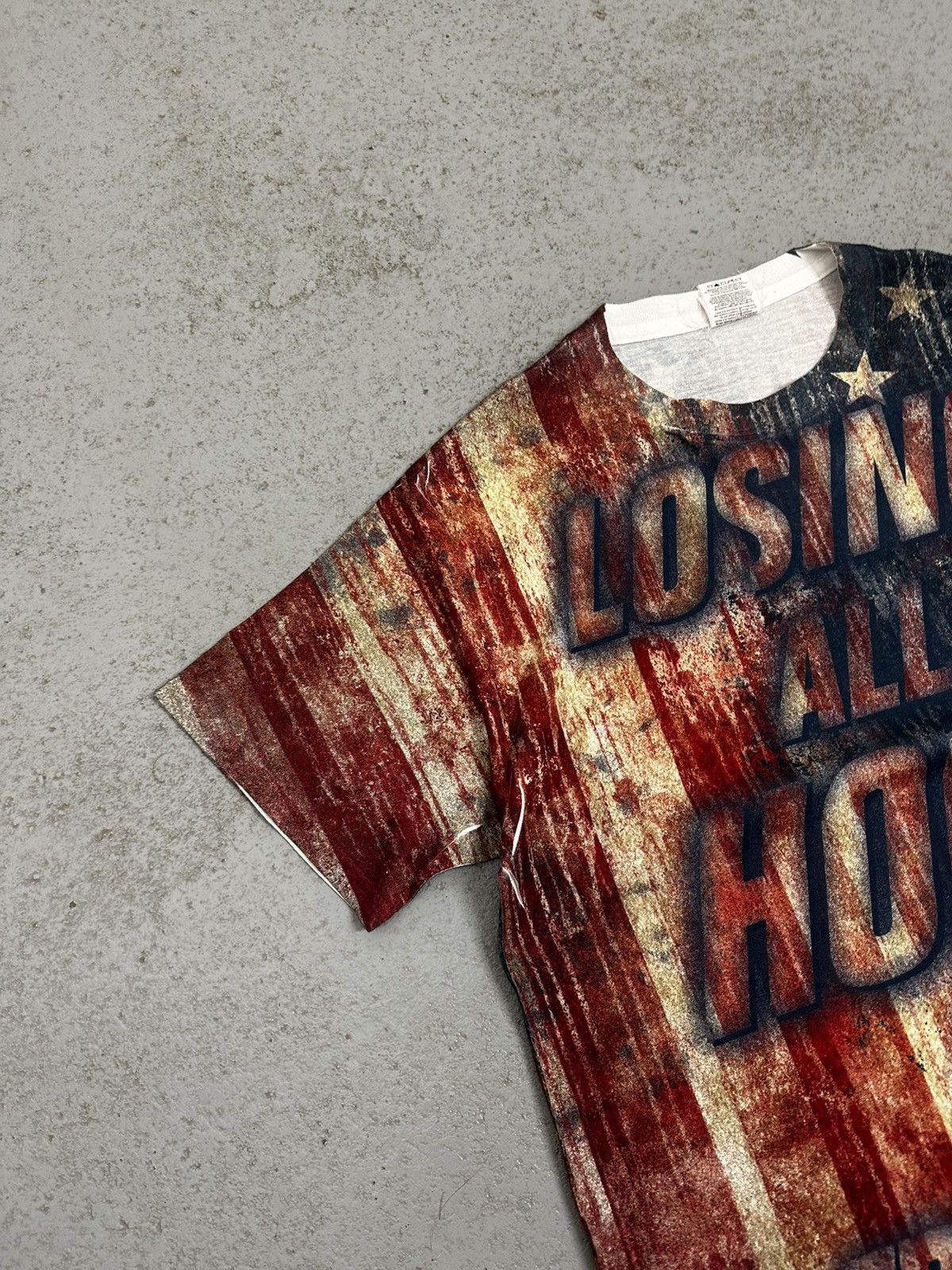 Vintage 00s Fight Club Movie Losing All Hope Is Freedom USA Flag Tee Size US M / EU 48-50 / 2 - 4 Thumbnail