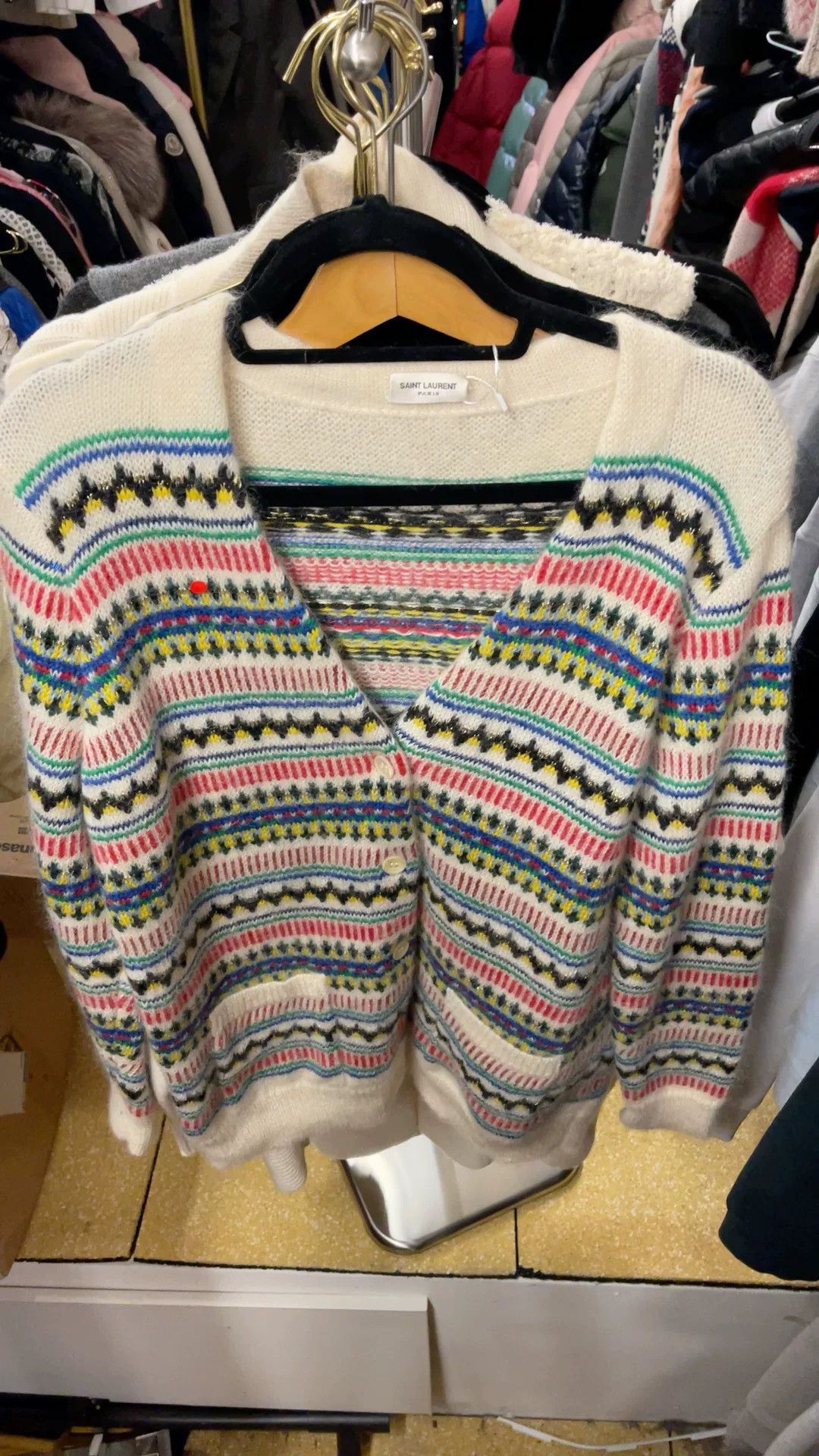 Saint Laurent Paris Saint Laurent Cream Colorful Striped Cardigan Size XS / US 0-2 / IT 36-38 - 1 Thumbnail