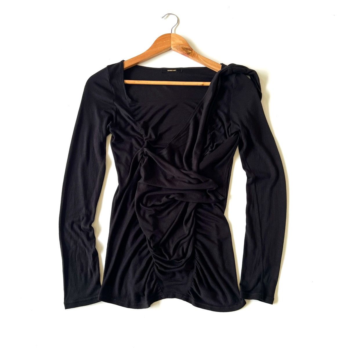Tornado Mart Tornado Mart Black Draped Long Sleeve Top Early 2000s Size US XS / EU 42 / 0 - 3 Thumbnail