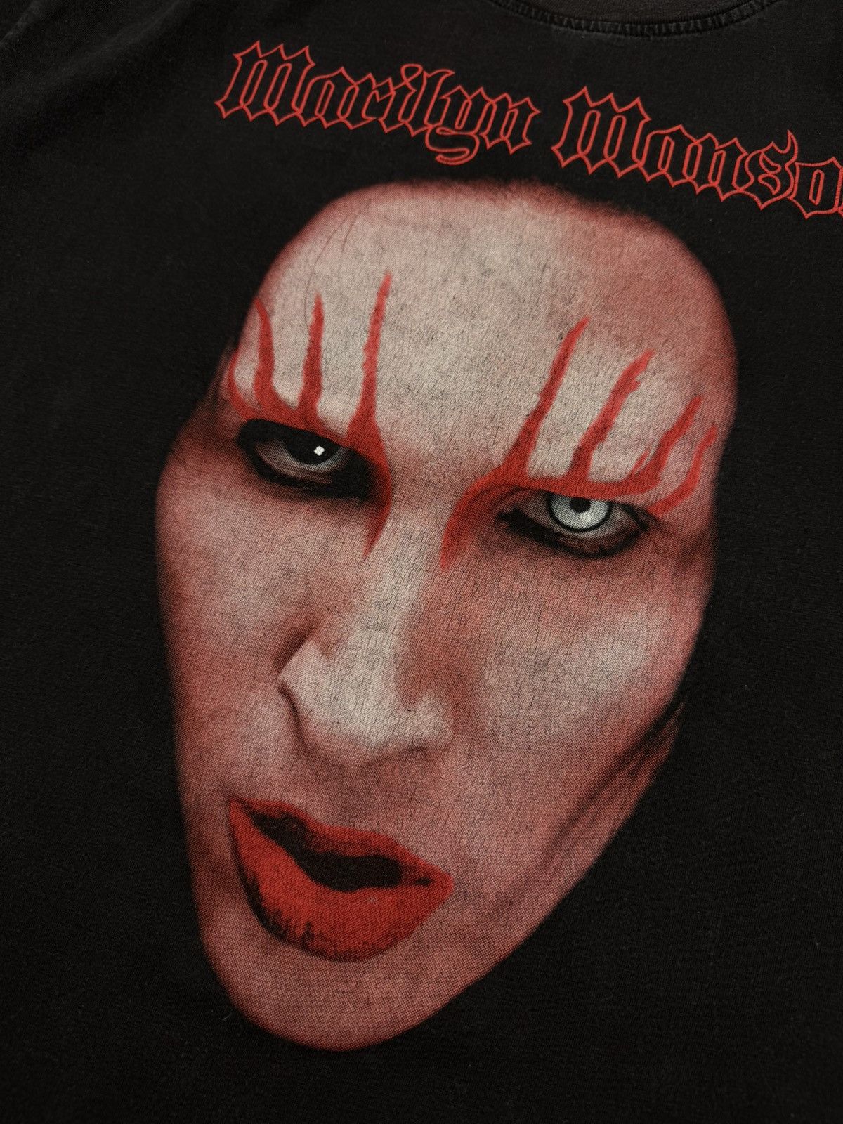Band Tees × Vintage Distressed Y2K Marilyn Manson Face Graphic T-Shirt Size US XL / EU 56 / 4 - 4 Thumbnail