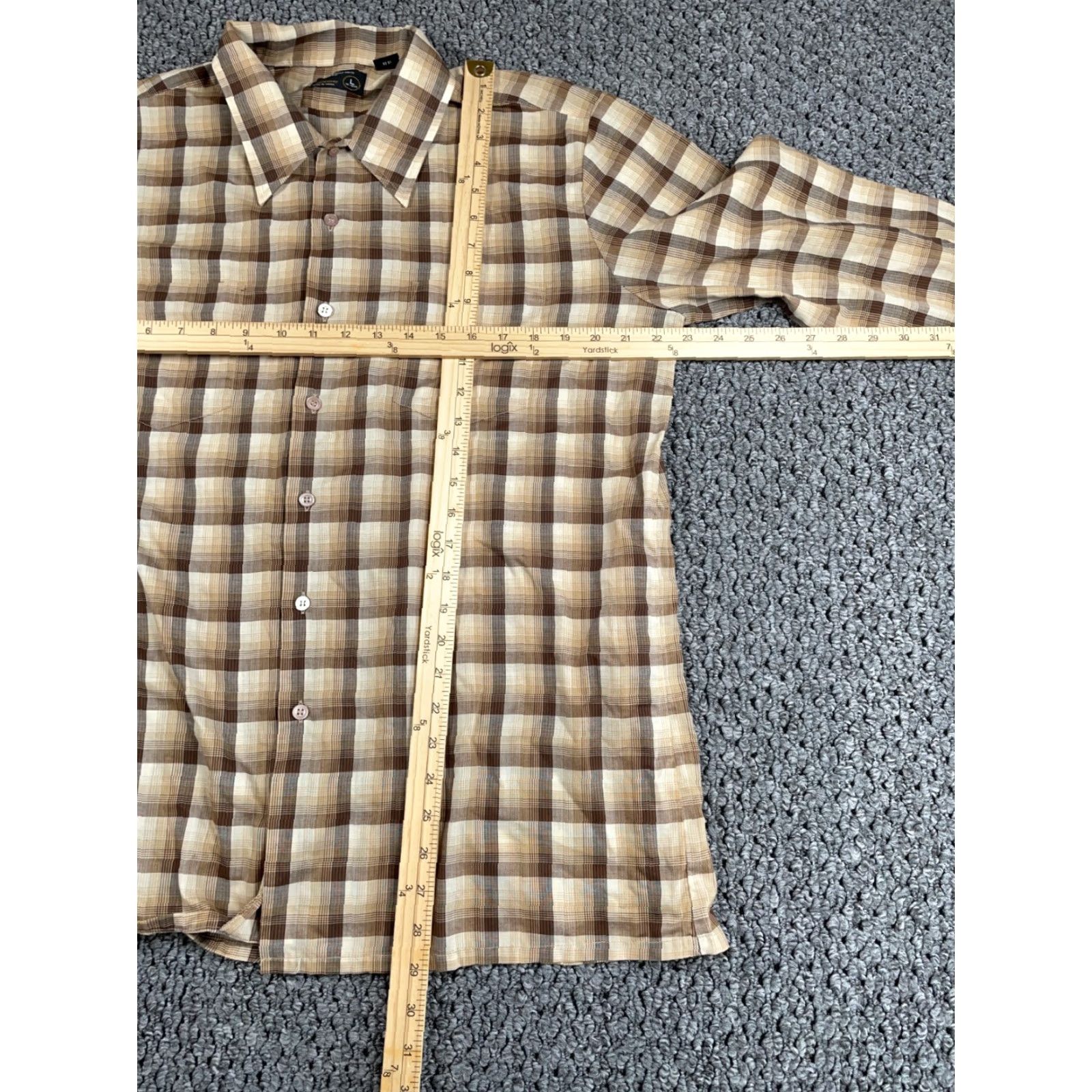 JCPenney VTG 80s Shadow Plaid Shirt Adult Large Beige Brown Lightweight Cotton JCPenney Size US L / EU 52-54 / 3 - 5 Thumbnail