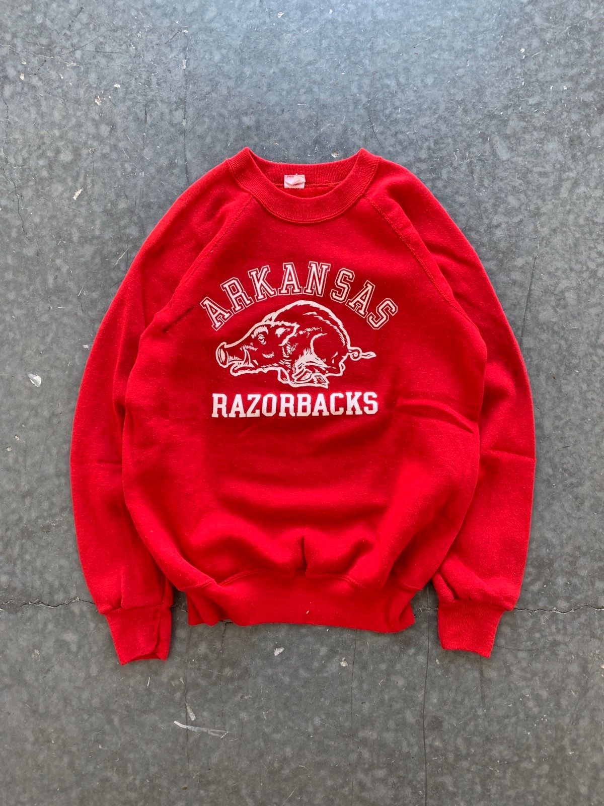 Pre-owned Collegiate X Unsound Rags Crazy Vintage 70's Collegiate Raglan Sweatshirt Arkansas In Red