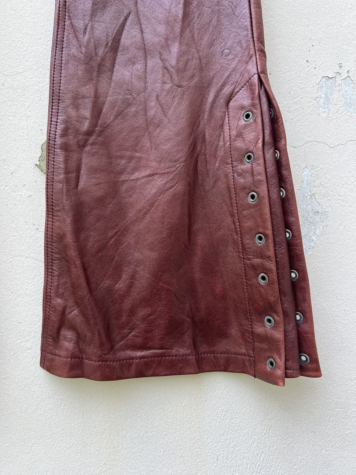 Tornado Mart Vintage Tornado Mart Patina Leather Super Flare Pant Size US 31 - 11 Thumbnail